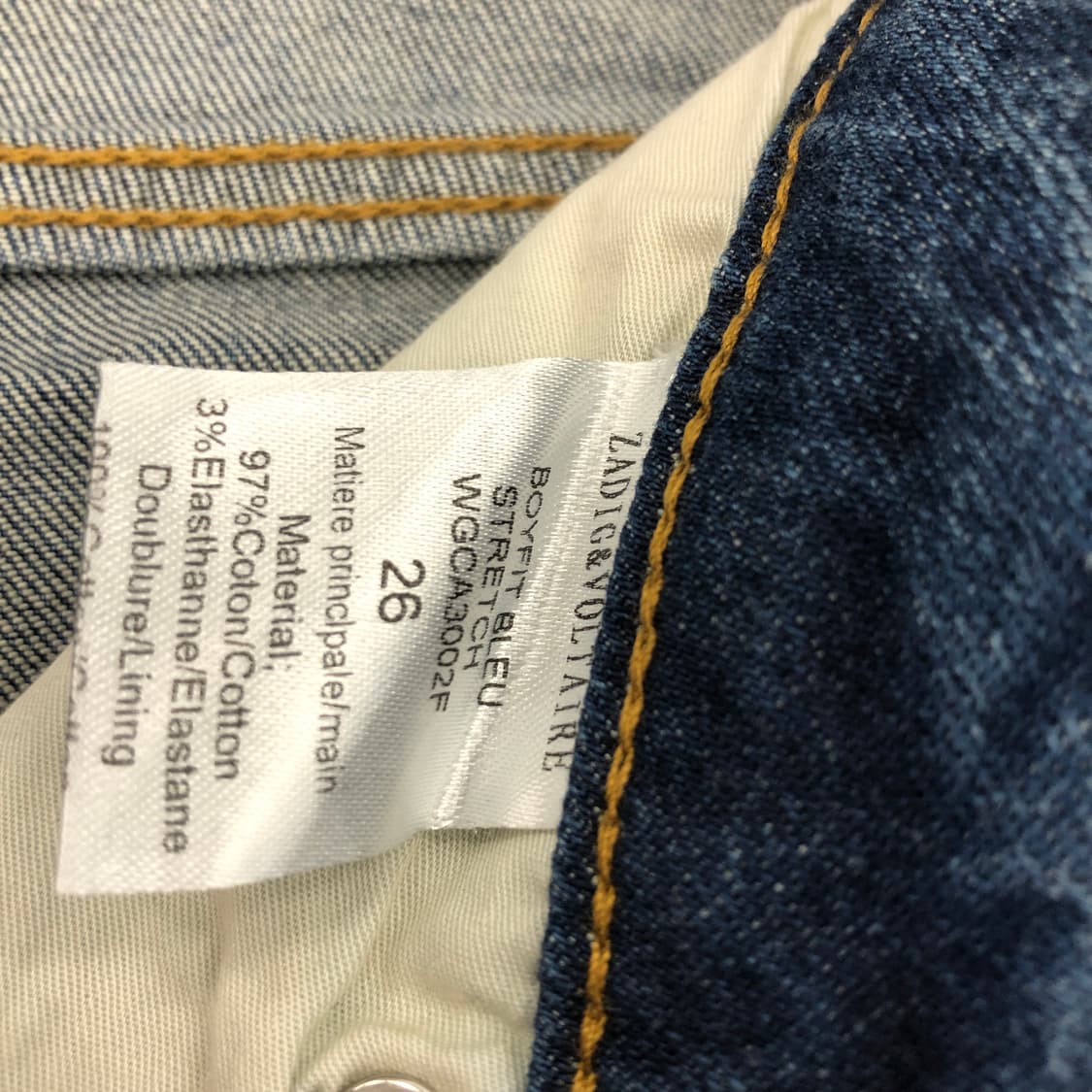 쟈딕앤볼테르 패치로고 컷팅데님진 26-27  상품이미지6