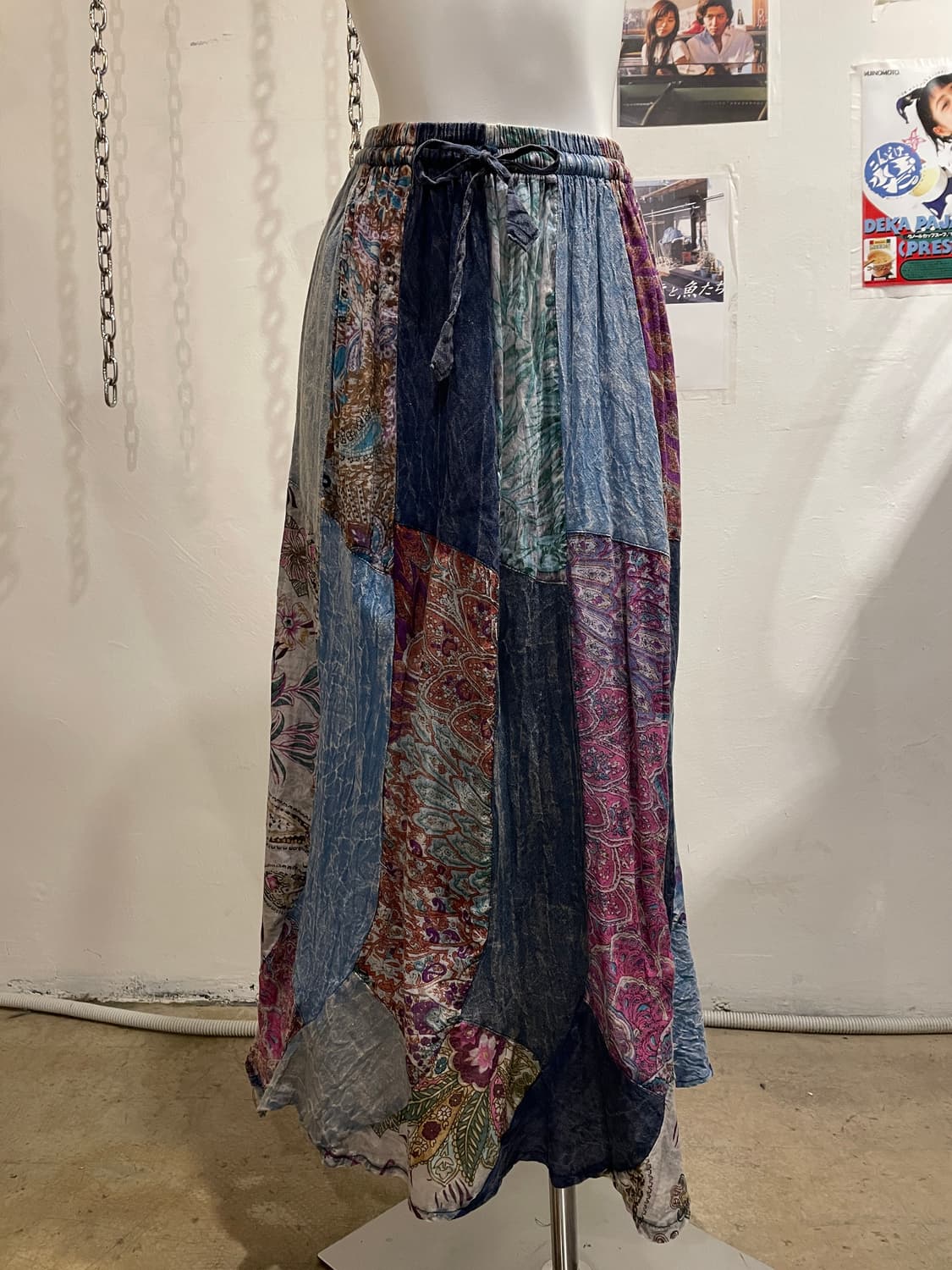 히피 에스닉 패턴 워싱 패치워크 스커트 상품이미지6