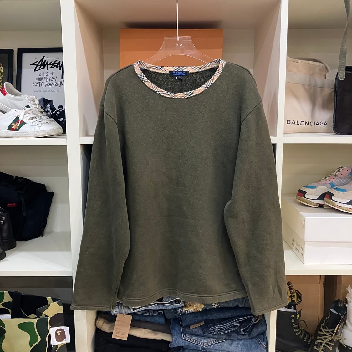 버버리 블루라벨 카키 스웨트셔츠 L 상품이미지1