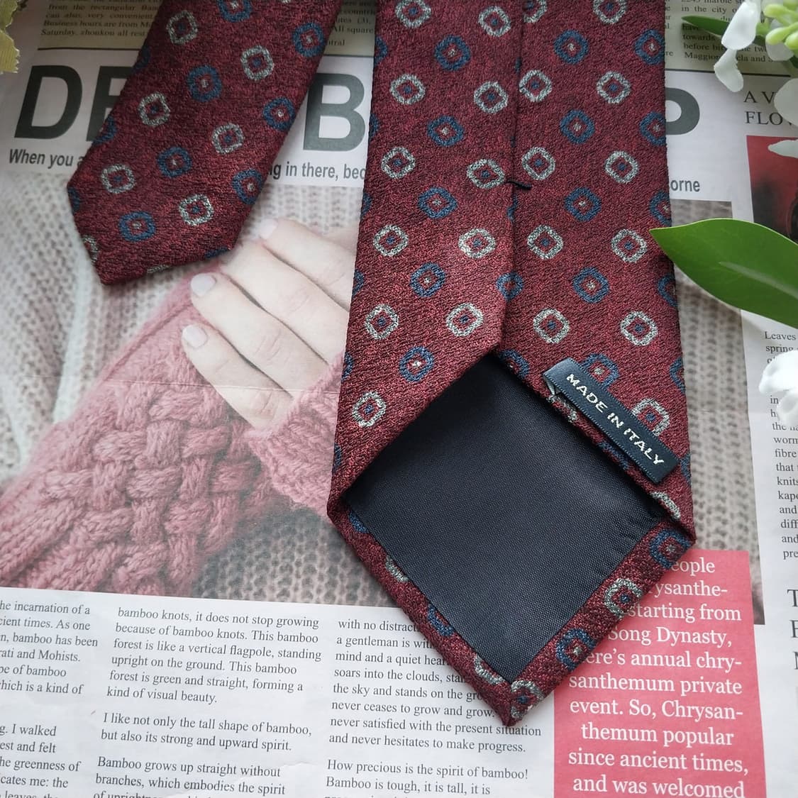 빨질레리 울&코튼&실크 와인 패턴 넥타이 8.1cm A+등급 K1424
 상품이미지8