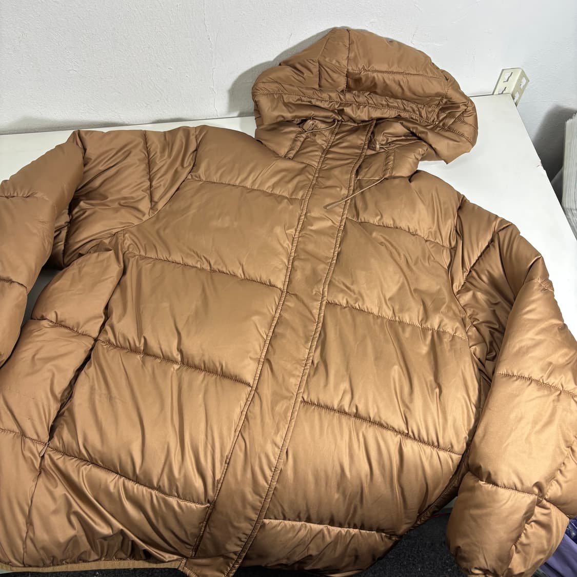 우먼FREE H&M 다크베이지 오버핏 후드 패딩 상품이미지2