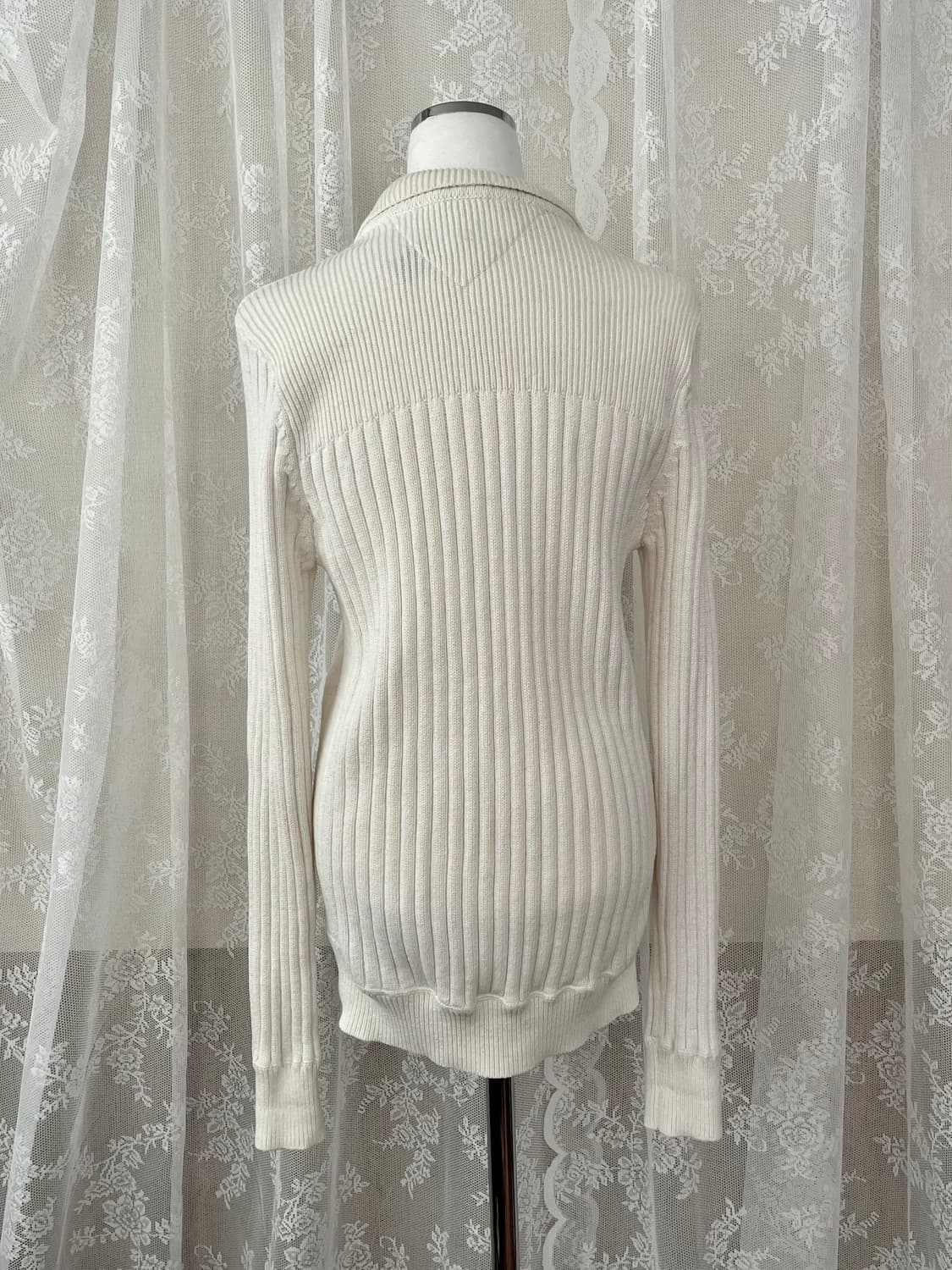 S) 타미힐피거 데님 코튼 니트 집업 아이보리 상품이미지2