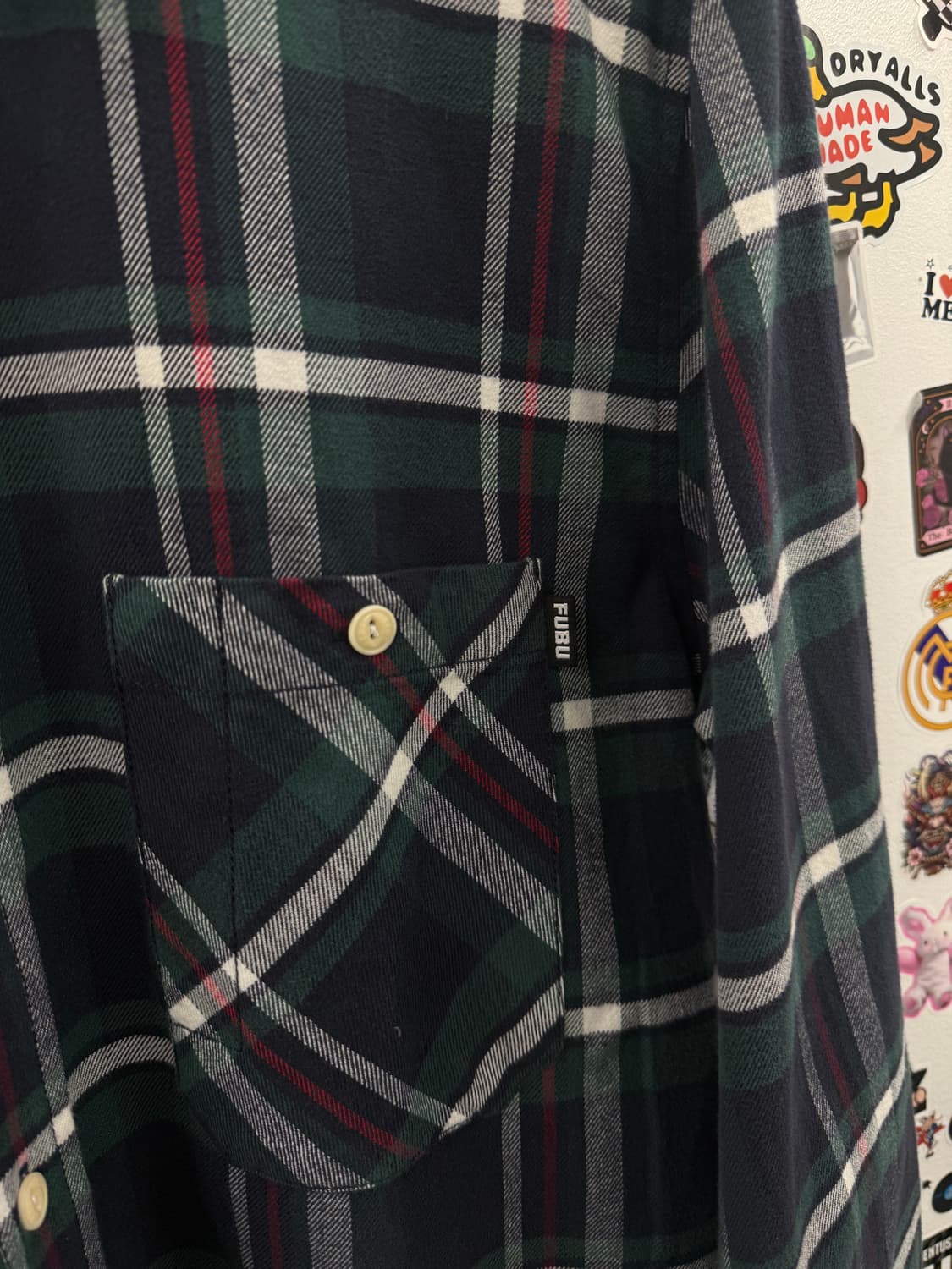 FUBU 후부 올드스쿨 그린 체크 남방 셔츠 XL 상품이미지6