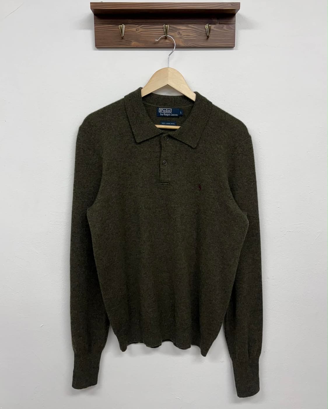 [L] 폴로 랄프로렌 딮 카키 램스울 카라 니트 스웨터 상품이미지1
