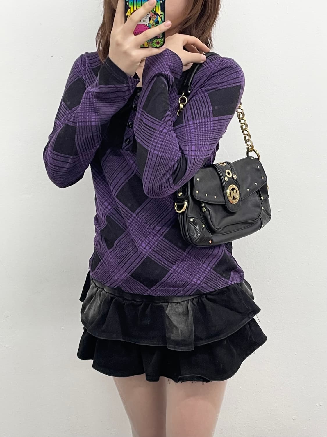 고딕 펑크 체크 프릴 탑 상품이미지4