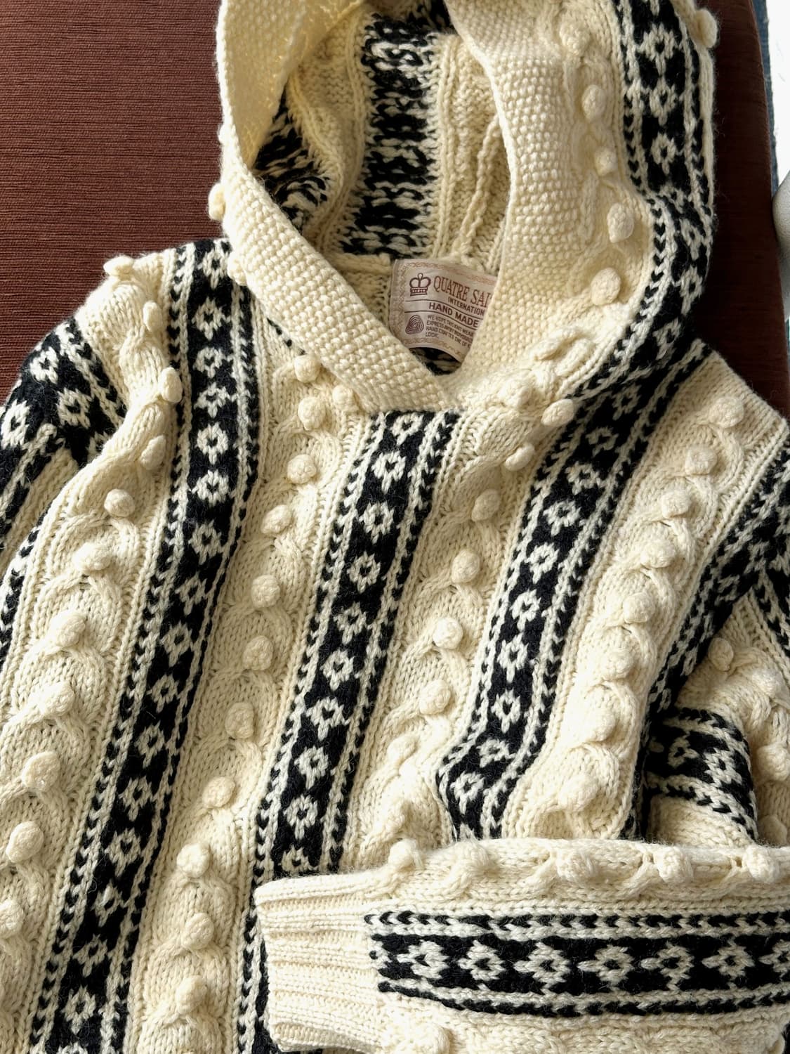 Design patterned heavy wool knit hooded  상품이미지2