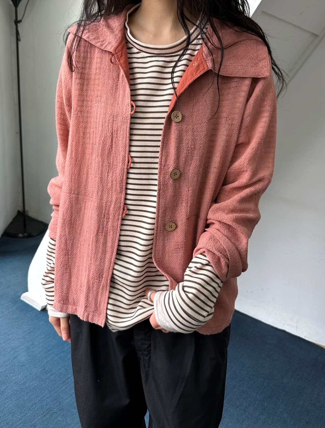 Punch loose woven design cotton jacket 상품이미지7