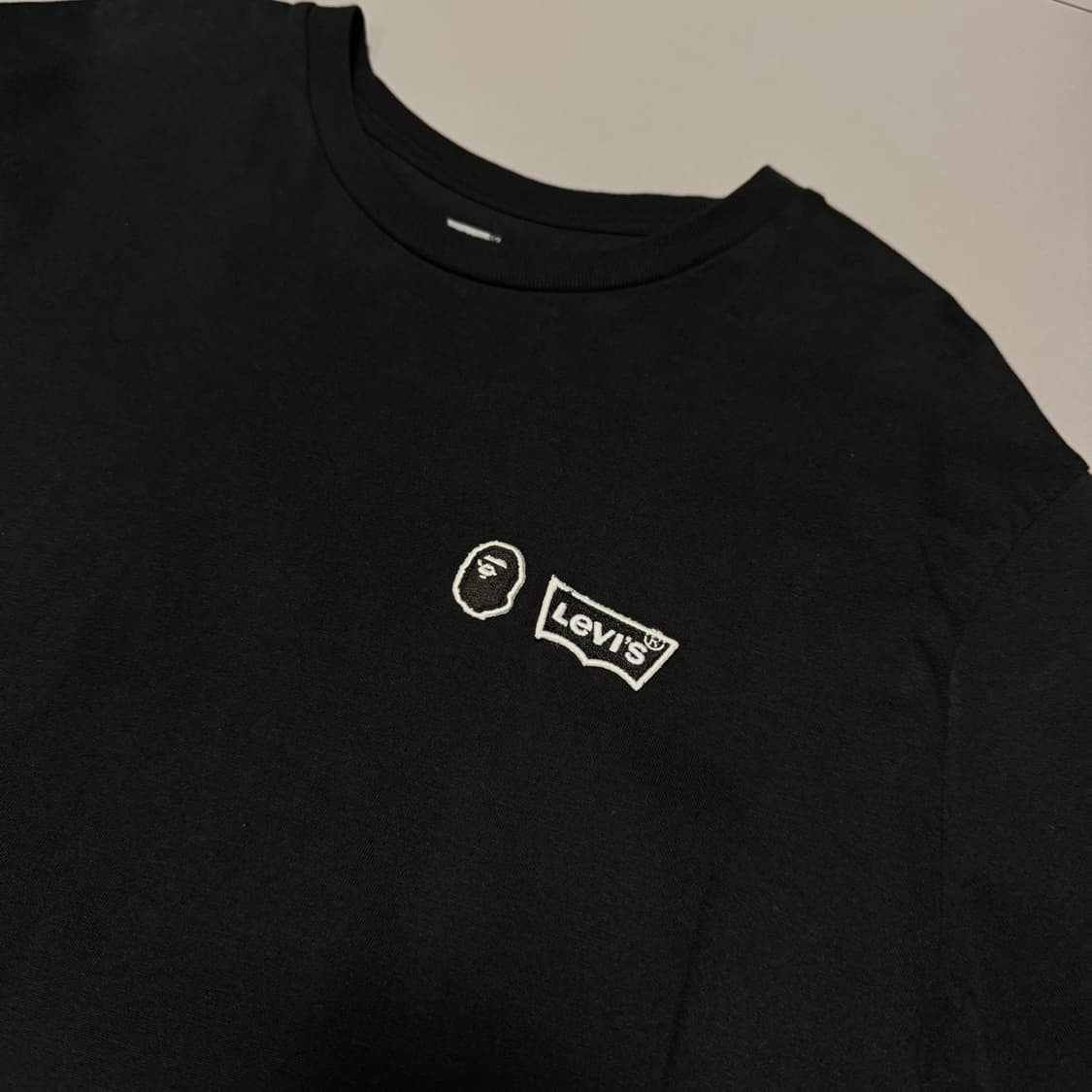 Bape x Levi's 21ss 블랙 패치 프린팅 코튼 크루넥 반팔 상품이미지4
