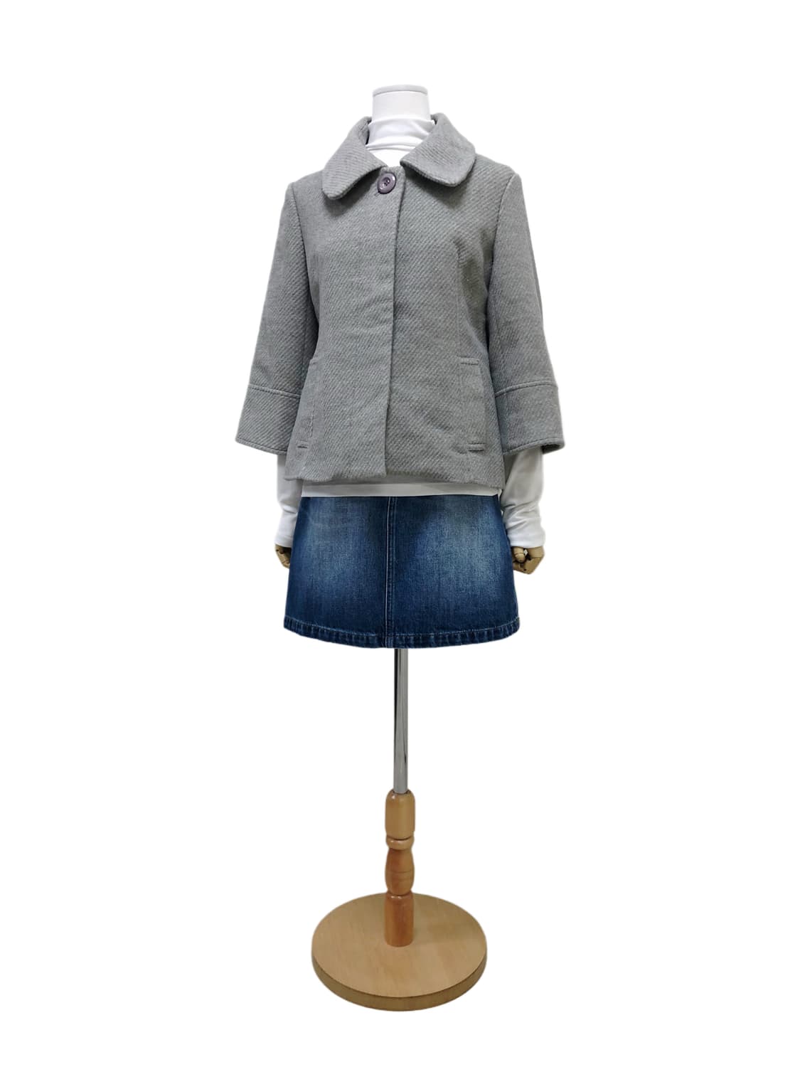 멜란지 그레이 히든 버튼 코트 상품이미지2