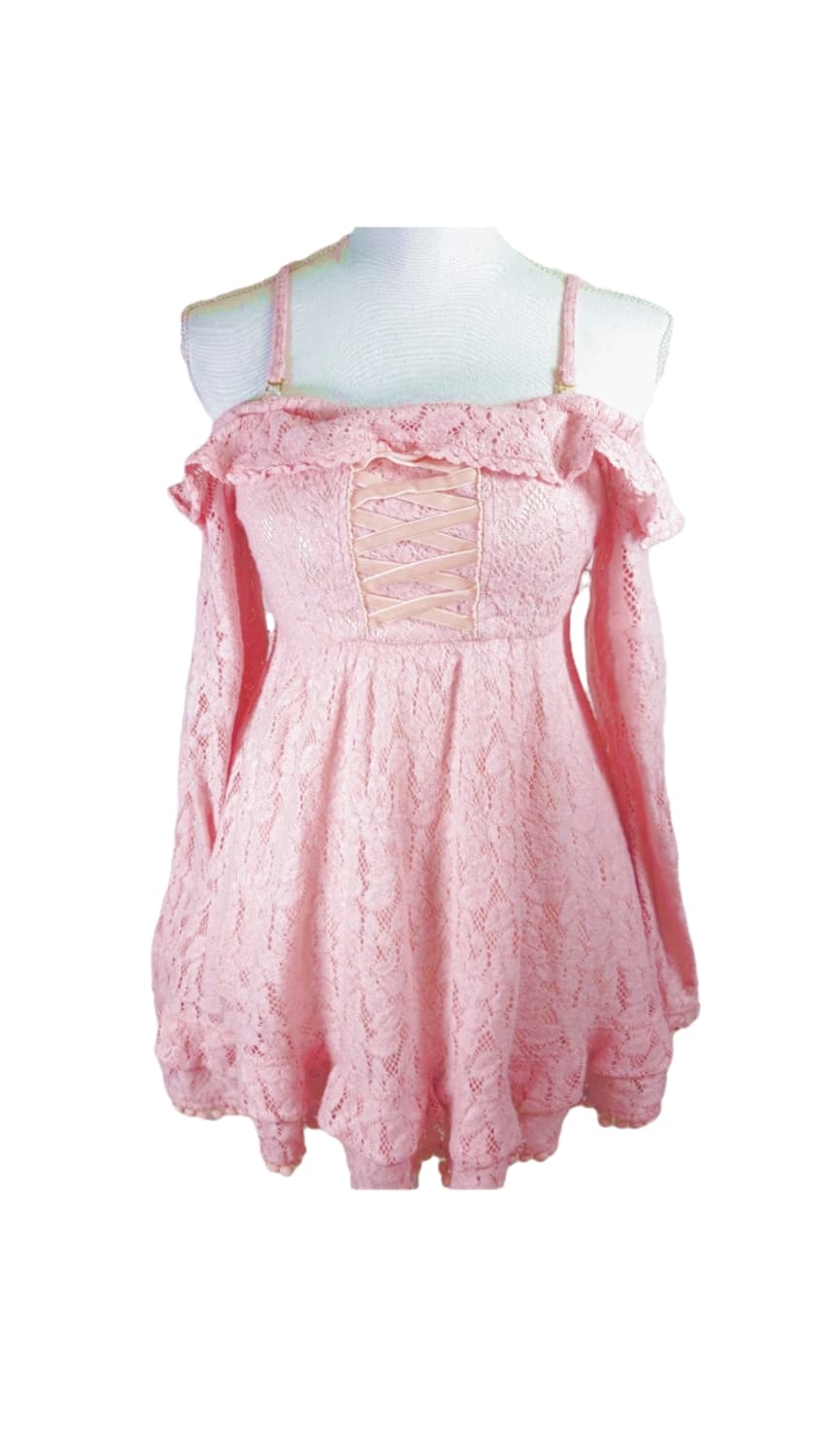 유일매물 트랄라라 희귀 고전 딸기우유 오프숄더 원피스 핑크 상품이미지1