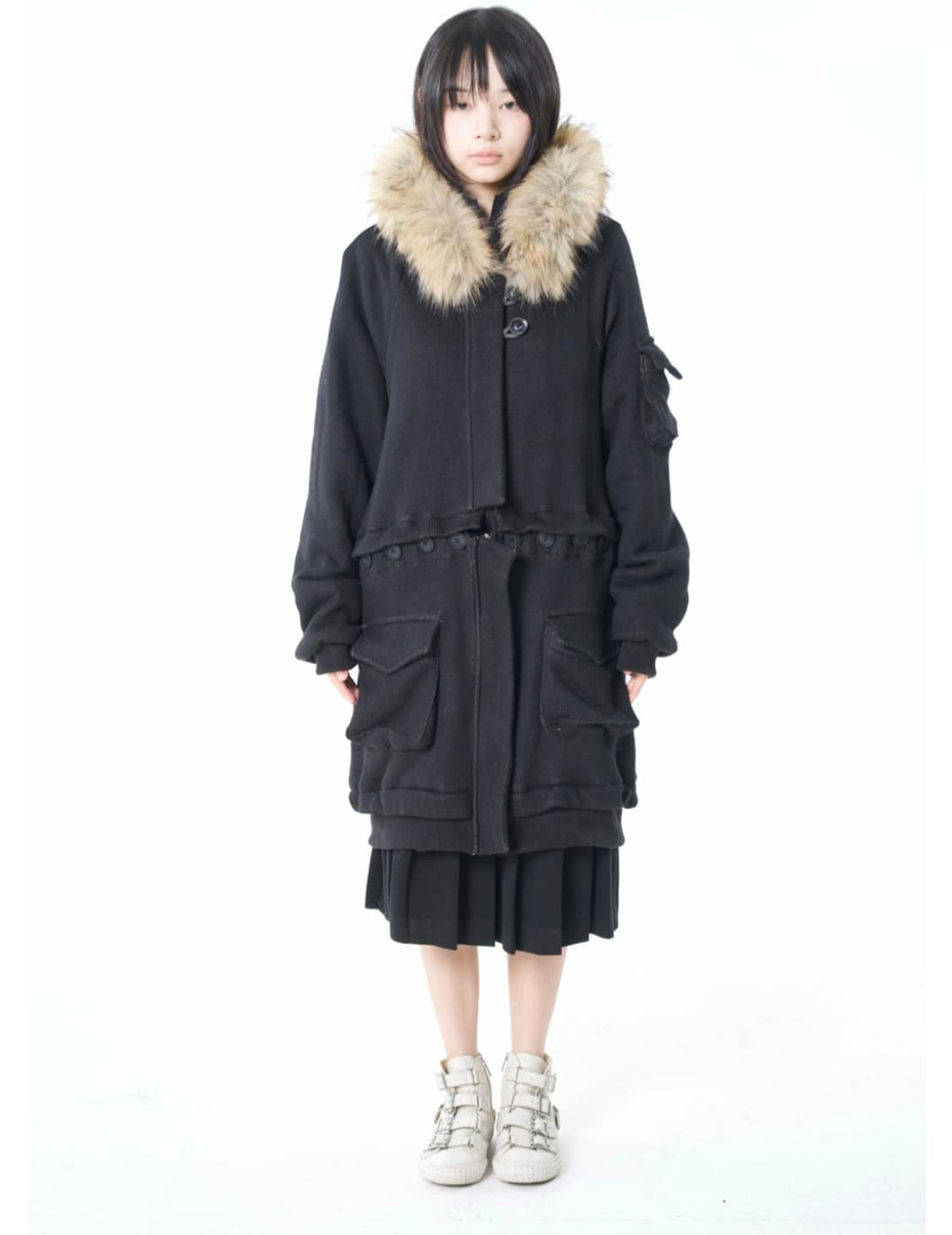 오스하이 블랙 투웨이 퍼후드 oshigh 2way fur hood 상품이미지1