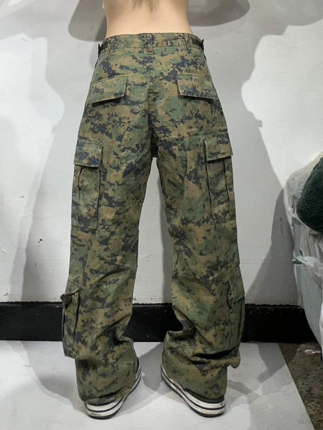 빈티지 카키 베이지 카모 와이드 카고 팬츠 상품이미지3