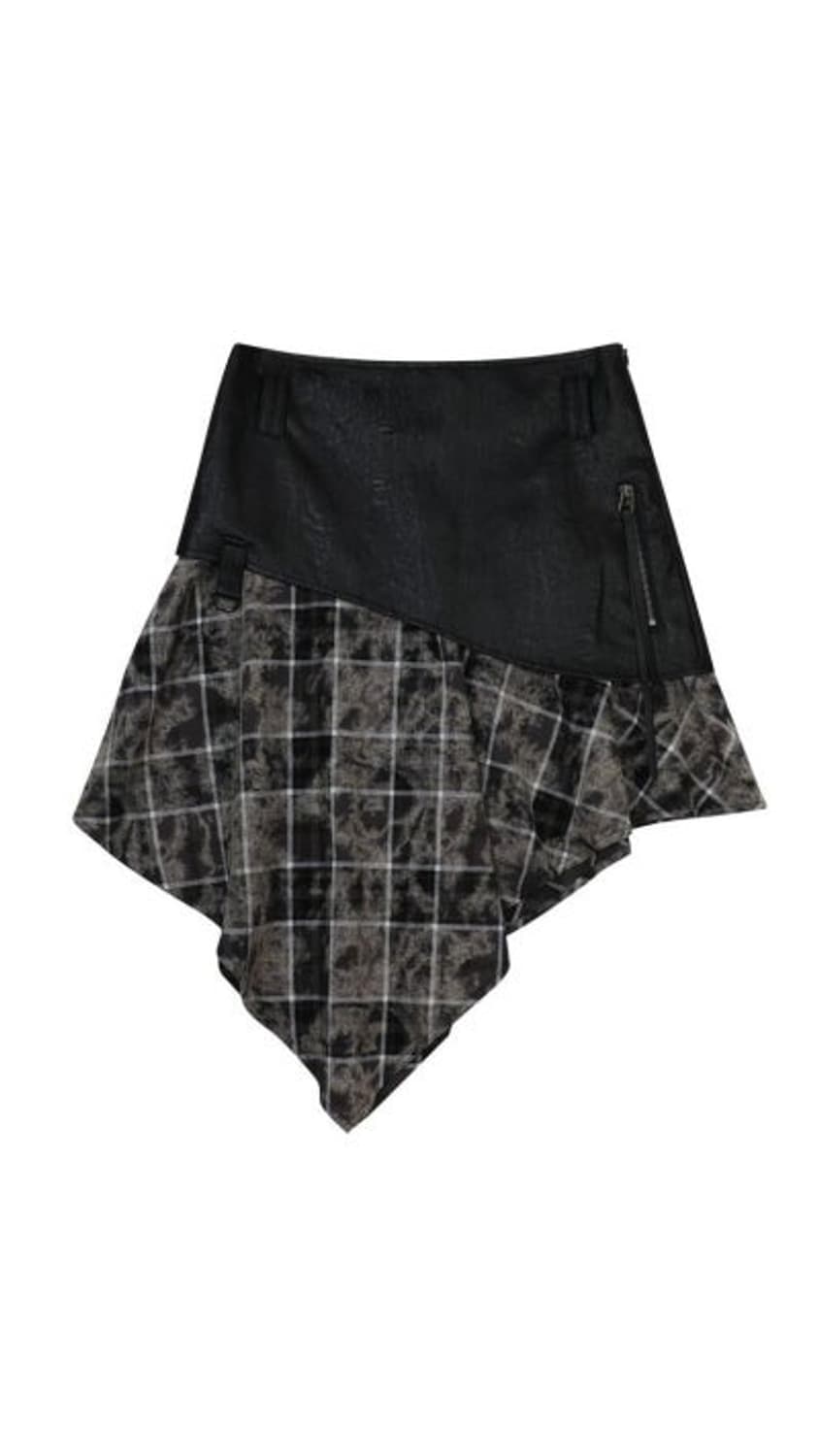 보헤미안 서울 체크 레이어드 언발 플레어 스커트 2 상품이미지3