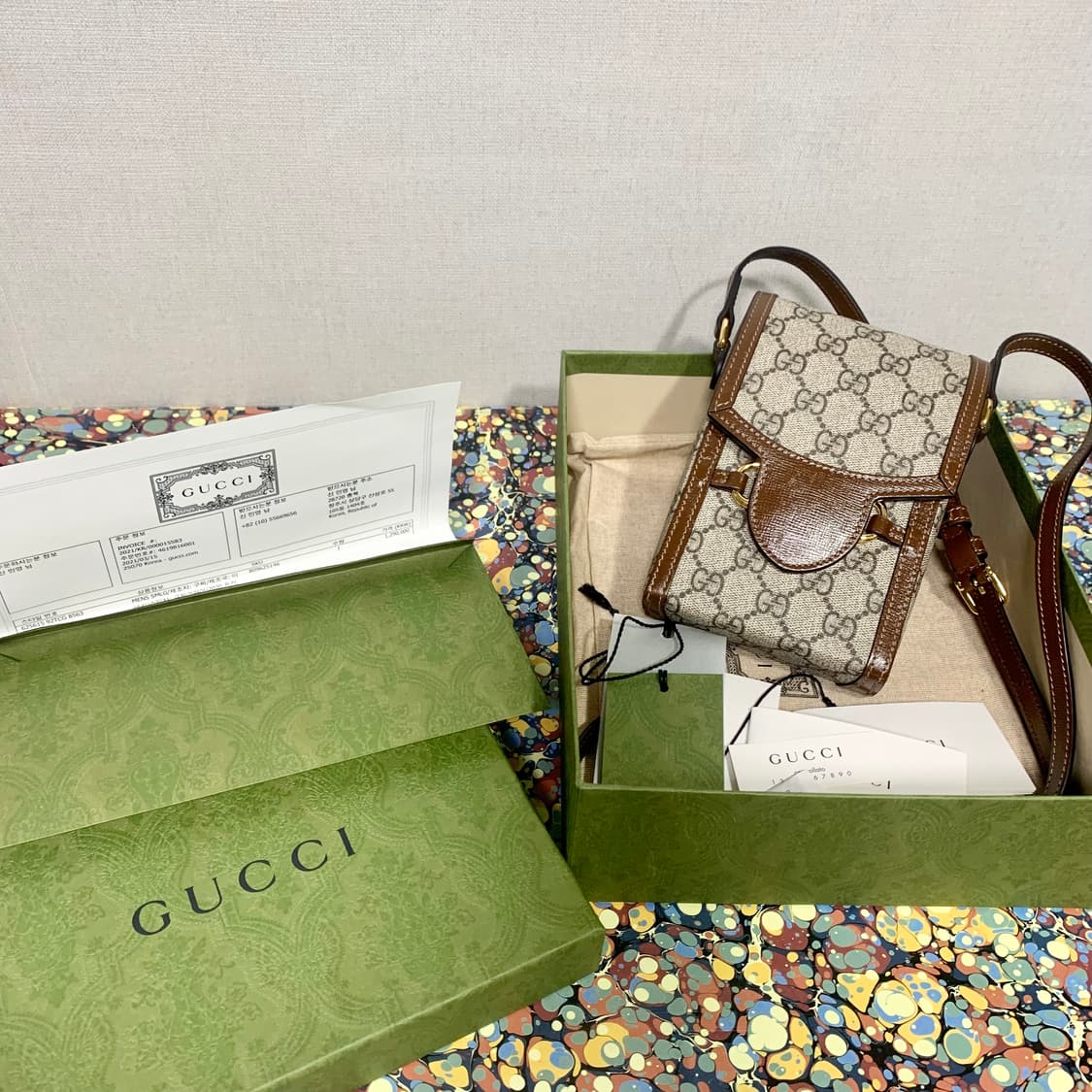 정품/새상품급 풀구성/구찌 홀스빗 1955 미니 크로스 상품이미지1