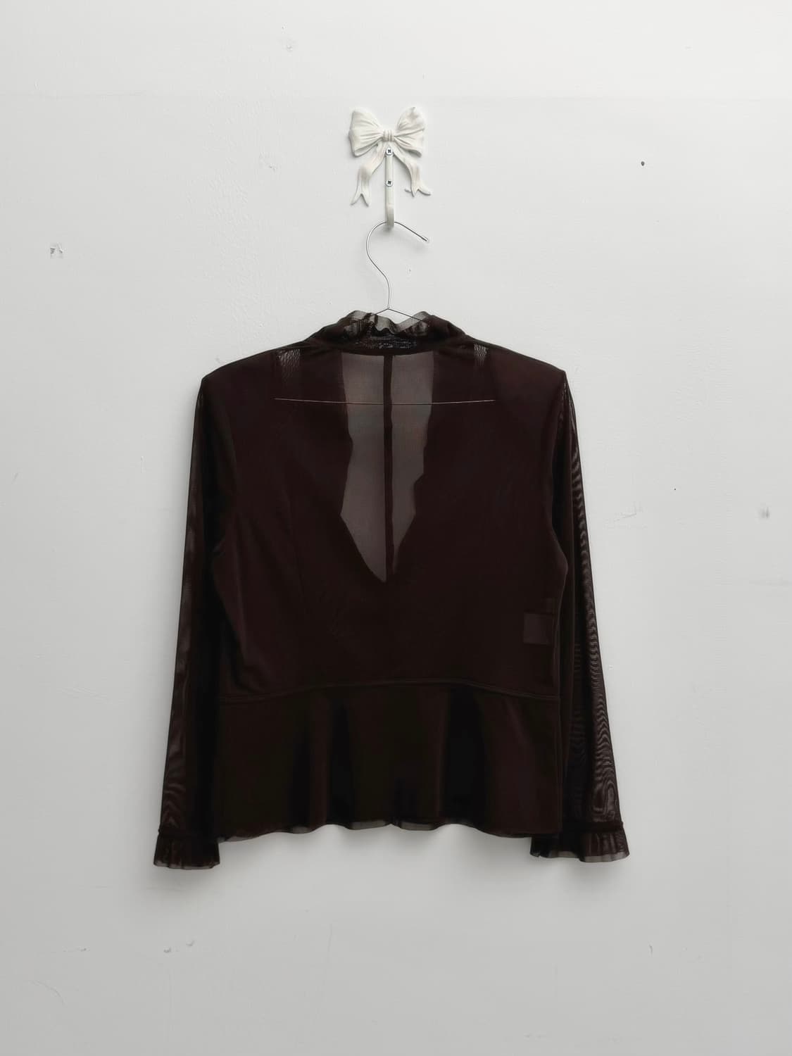 딥 브라운 시스루 후크 블라우스 상품이미지6