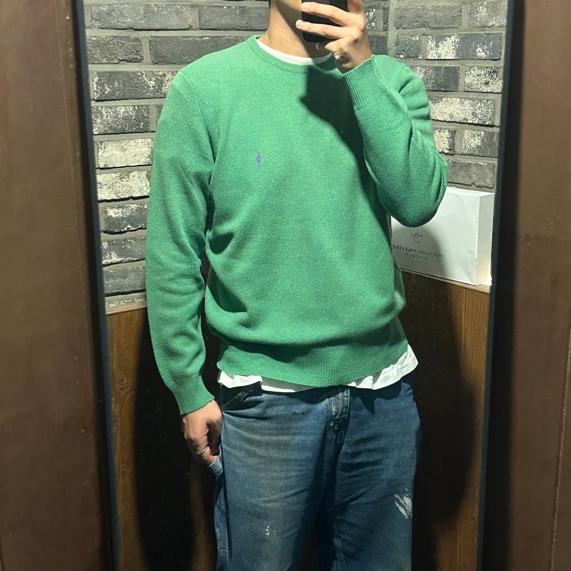 XL) 폴로 랄프로렌 램스울 라운드넥 니트 그린 상품이미지8