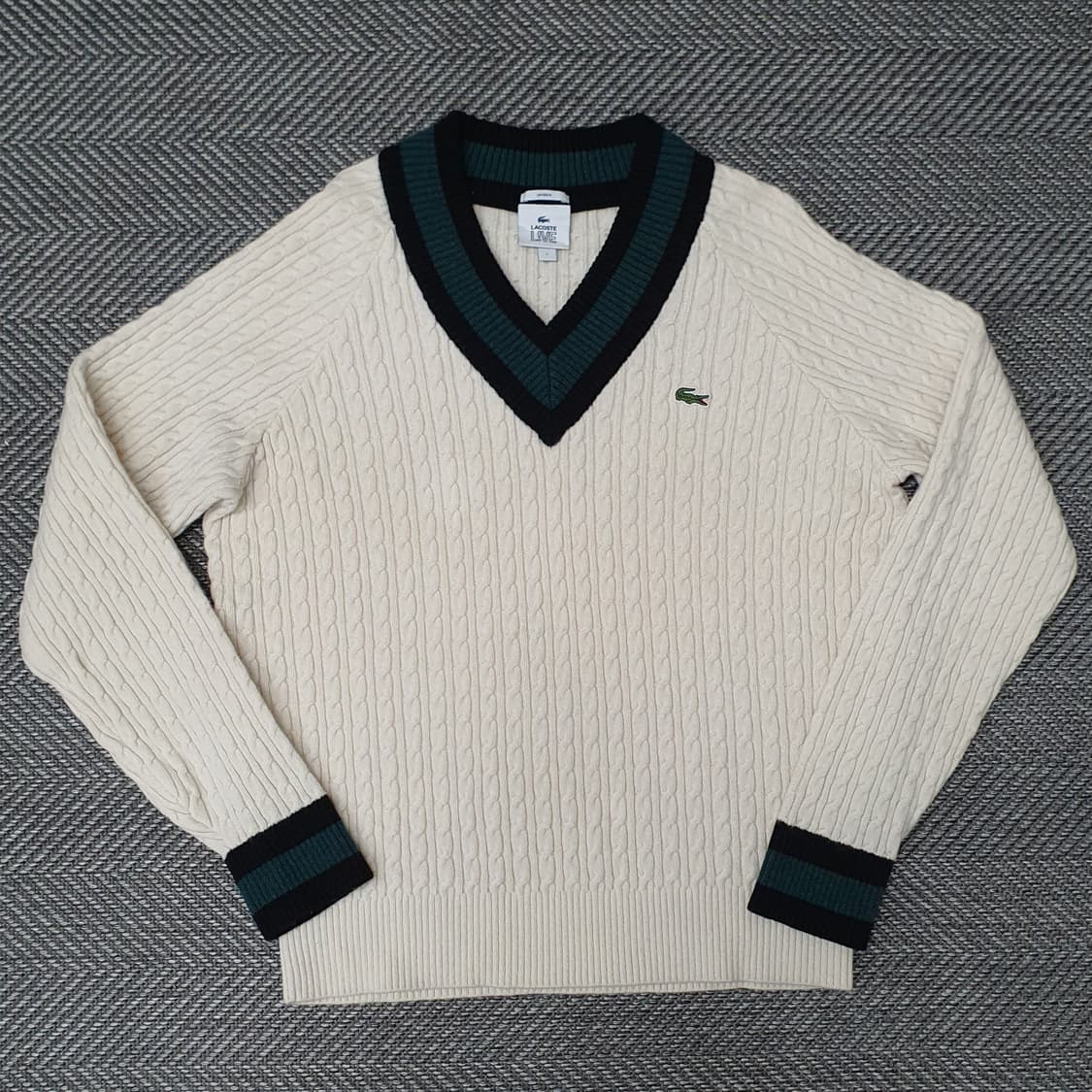 라코스테 브이넥 케이블 니트 스웨터 남자105 상품이미지1