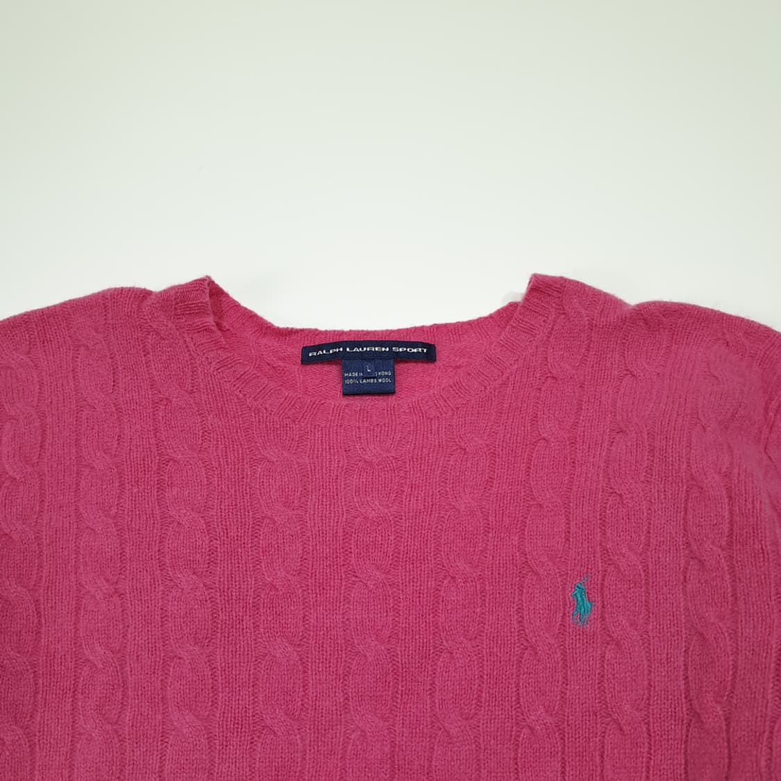 CL492 L 폴로 90s 홍콩판 램스울 케이블 핫핑크 니트 스웨터 상품이미지2