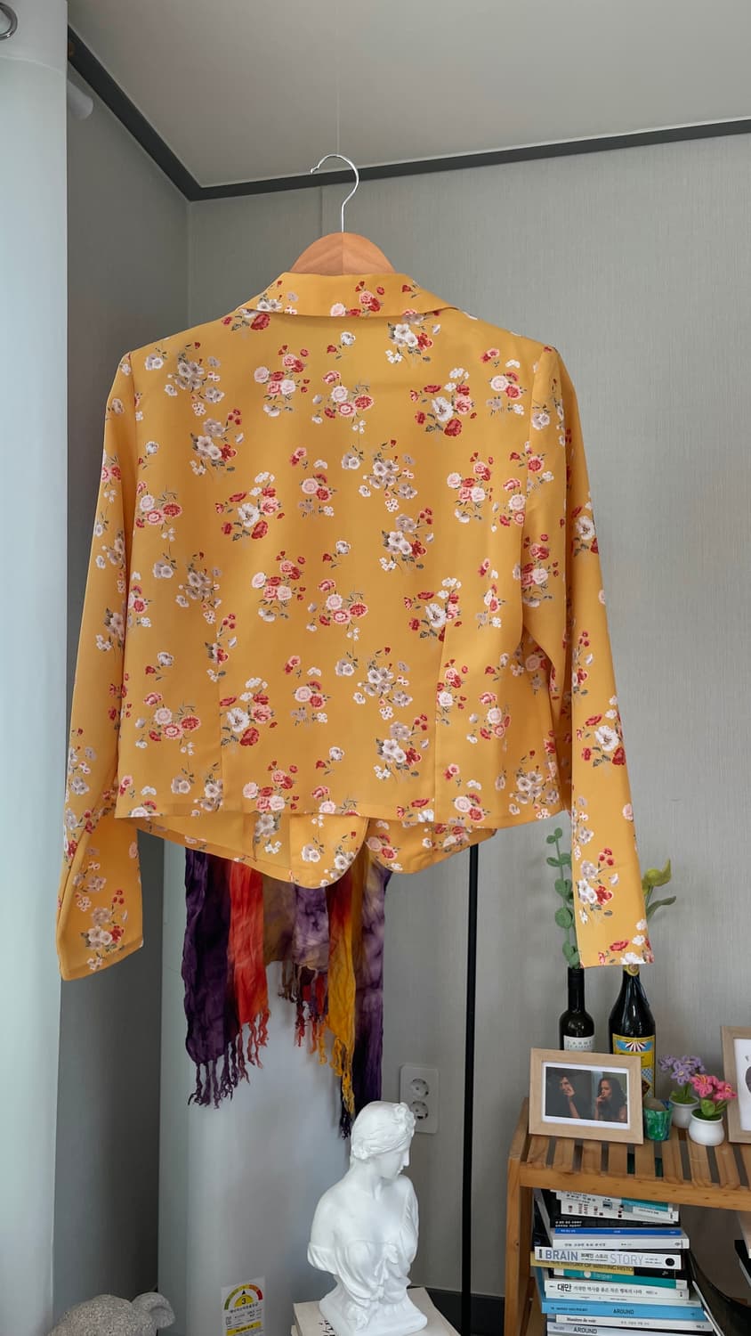 머스타드 옐로우 플라워 블라우스 일본 빈티지 상품이미지6