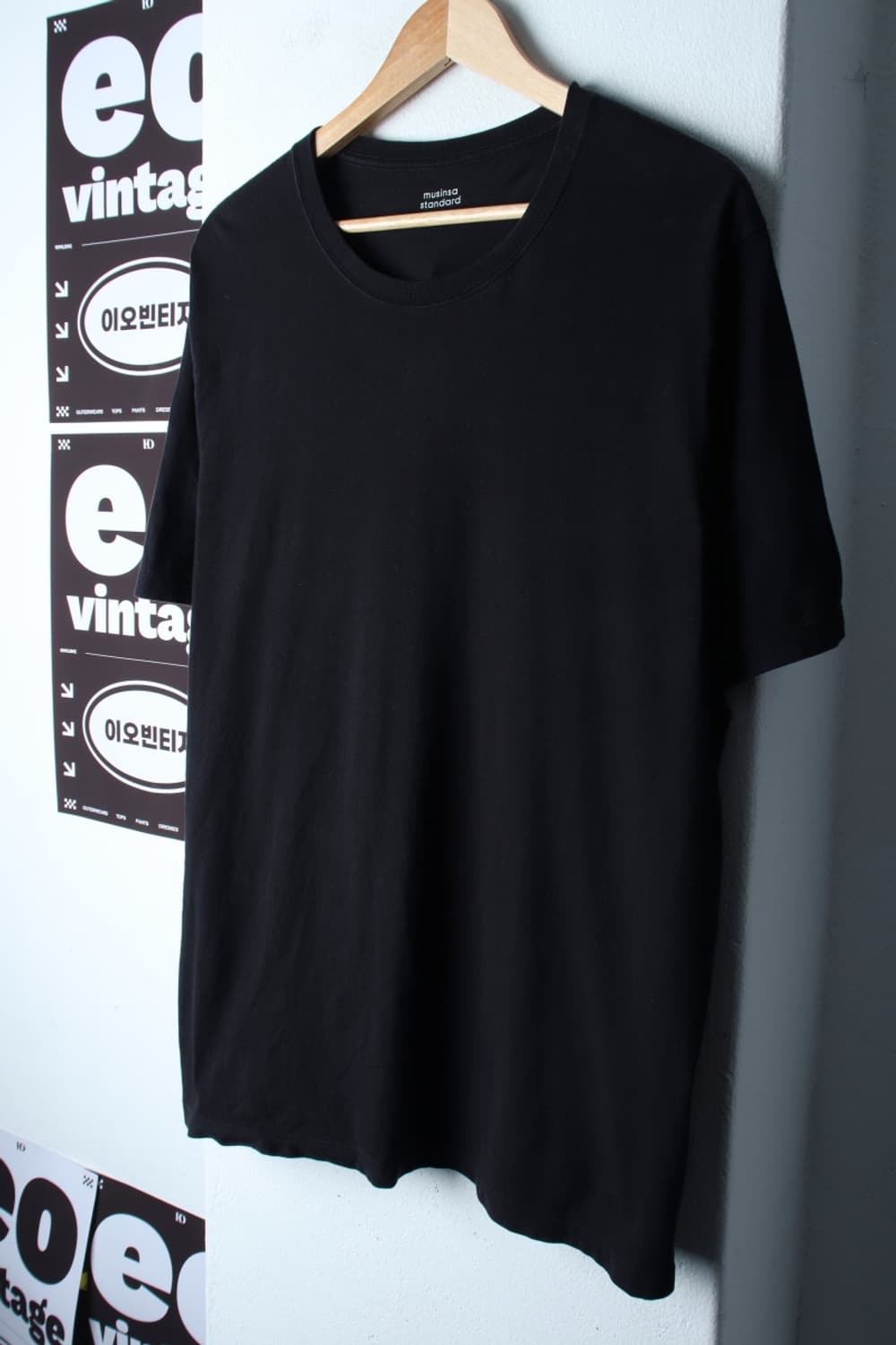(2XL) 무신사 스탠다드 반팔 티셔츠 빅사이즈 무지 블랙-H33252 상품이미지1