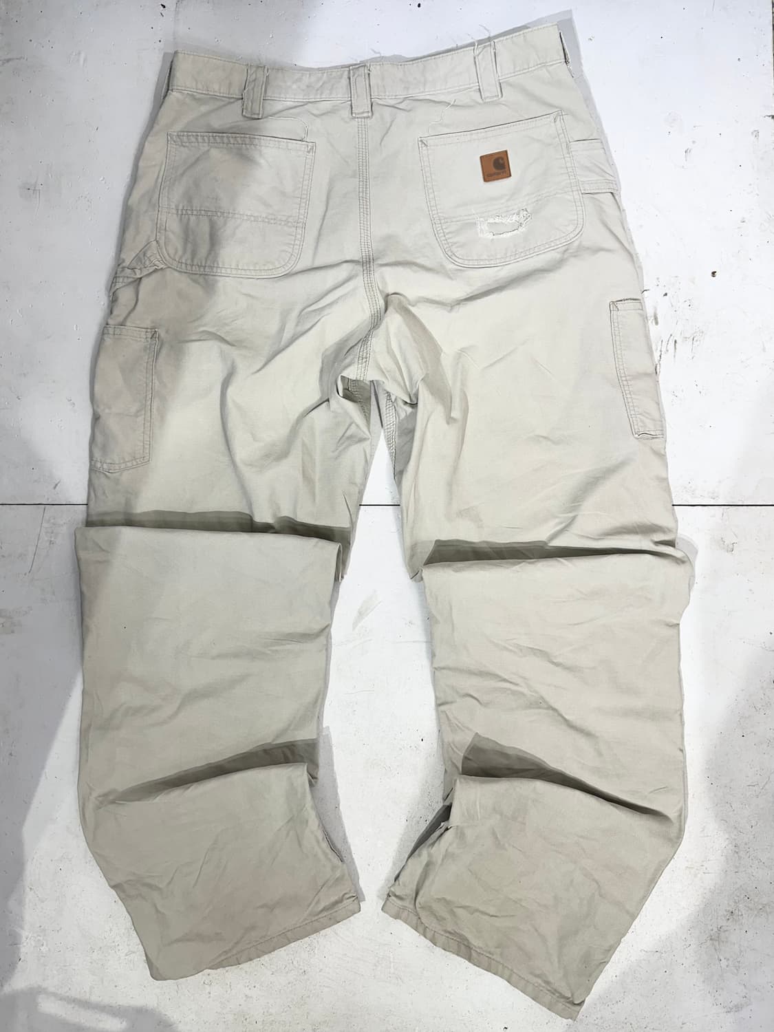 칼하트 아이보리 빅 사이즈 b151 워크 팬츠 가죽탭 와이드 바지  상품이미지5
