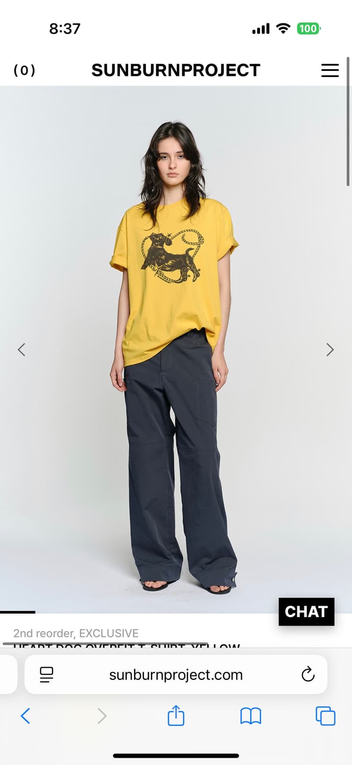 썬번프로젝트 HEART DOG OVERFIT T-SHIRT, YELLOW 상품이미지1
