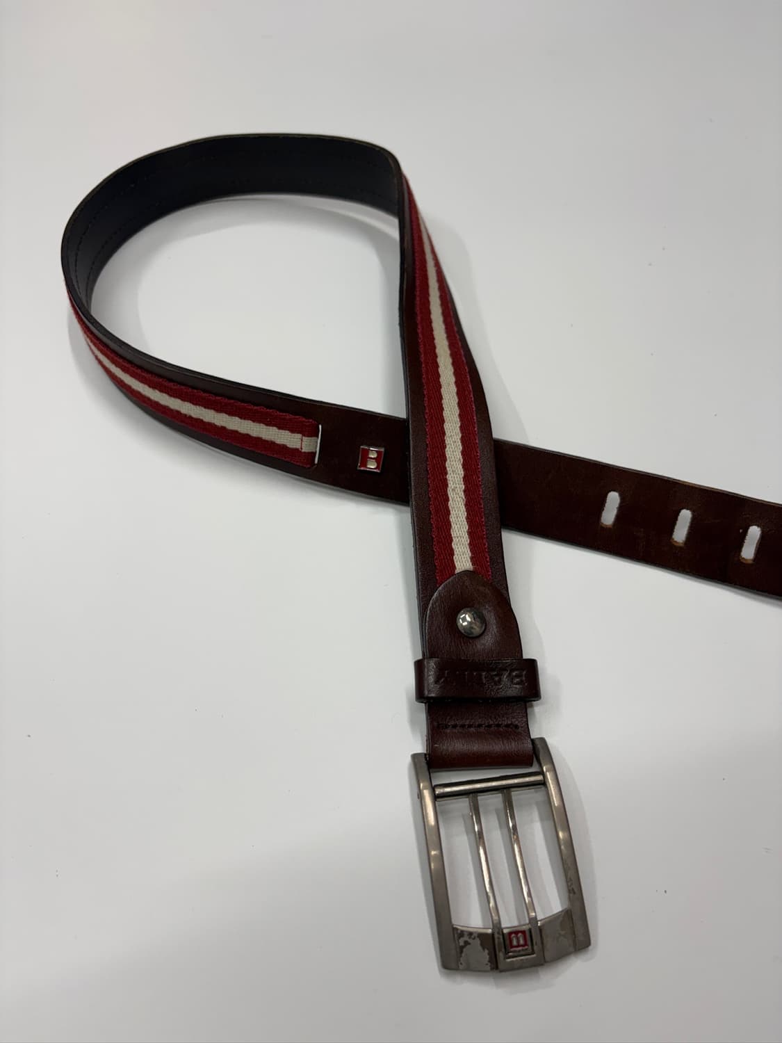 BALLY 스트라이프 레더 벨트 상품이미지5