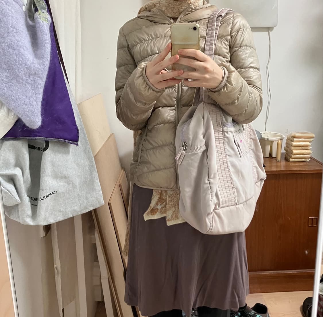 [직수입] 빈티지 puma 오버사이즈 숄더 백 핑크 라벤더와 자켓 스커트 상품이미지3