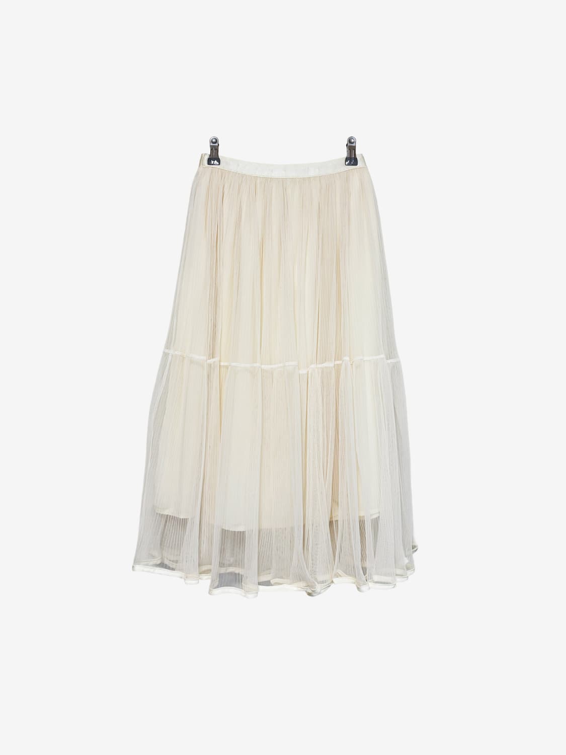 Stripe Sheer Layered Long Skirt - Ivory 상품이미지7