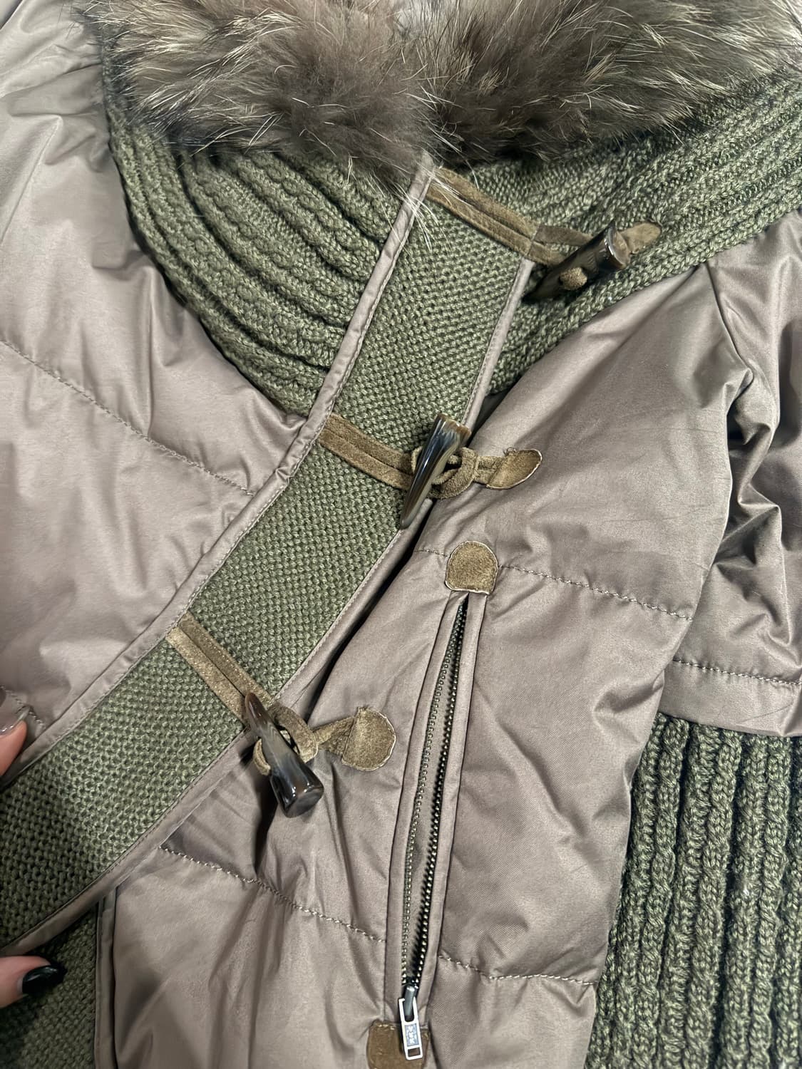 Fairy raccoon fur point knit mix padding 상품이미지5