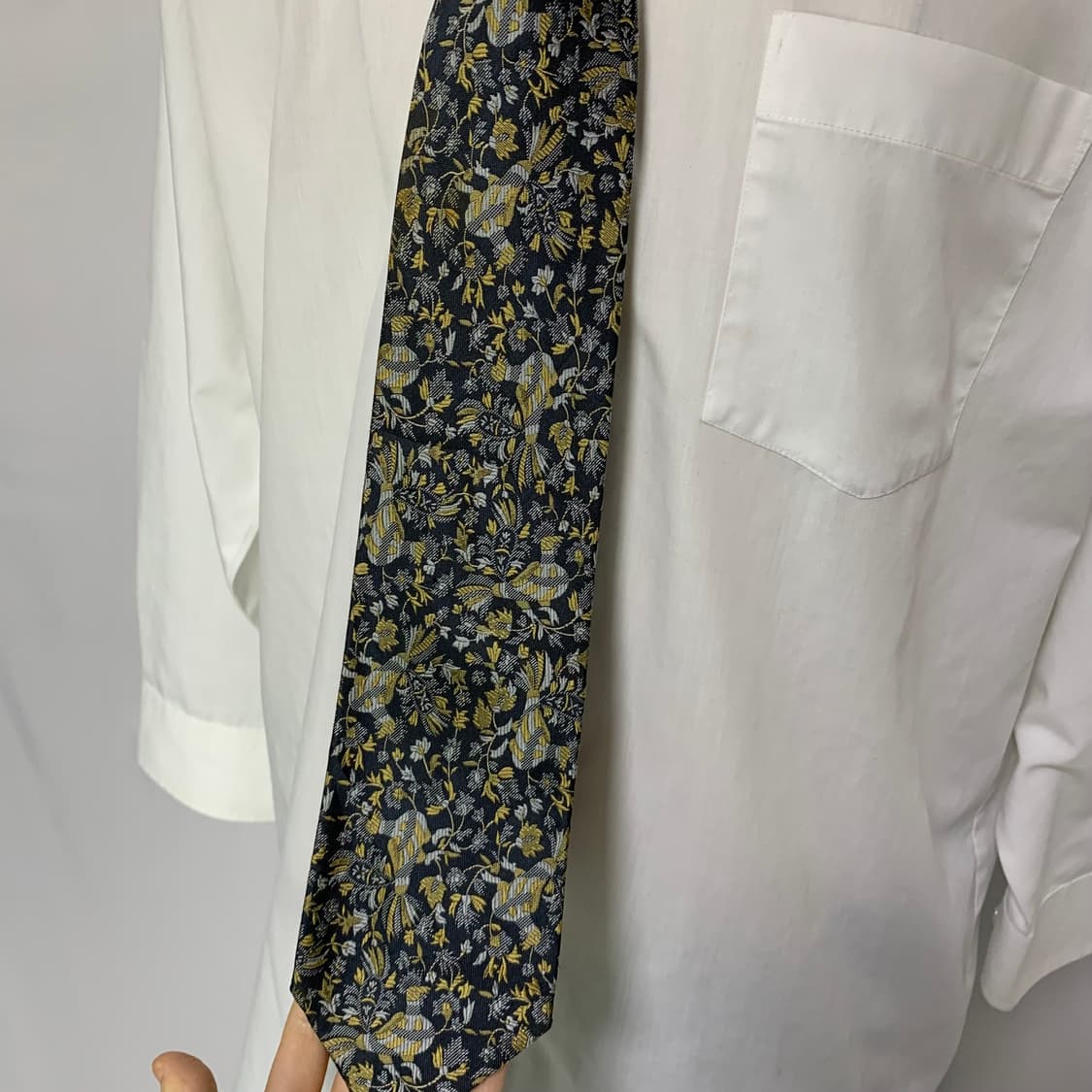 생로랑 앤틱 플라워 패턴 자수 실크 넥타이 빈티지 입생로랑 상품이미지2