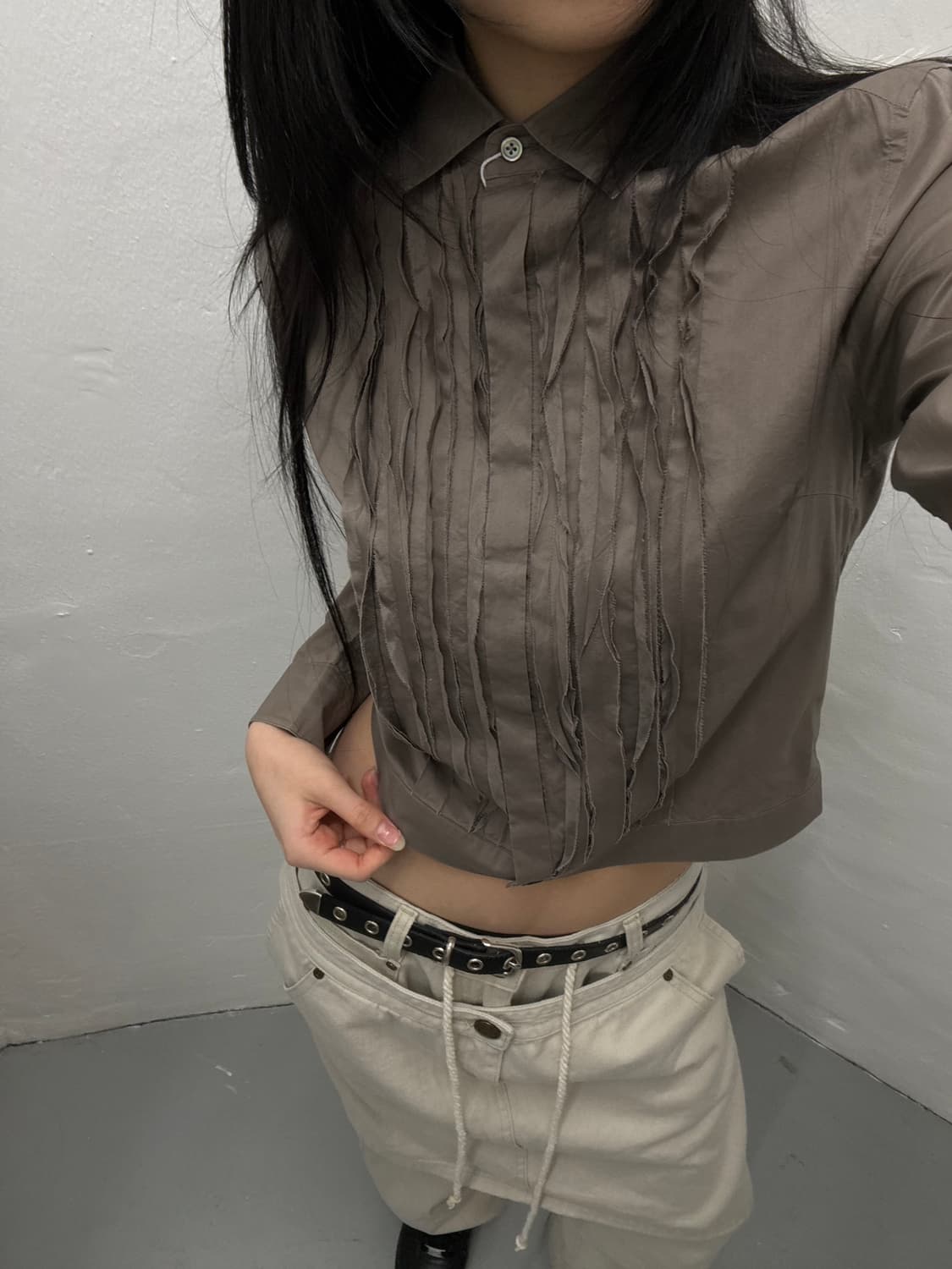 마가렛호웰 MARGARET HOWELL Frill Cotton Shirt 상품이미지1