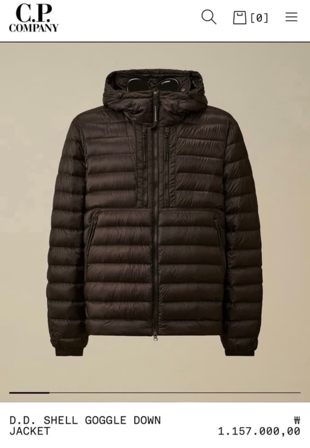 C.p company 고글 경량패딩 L 상품이미지1