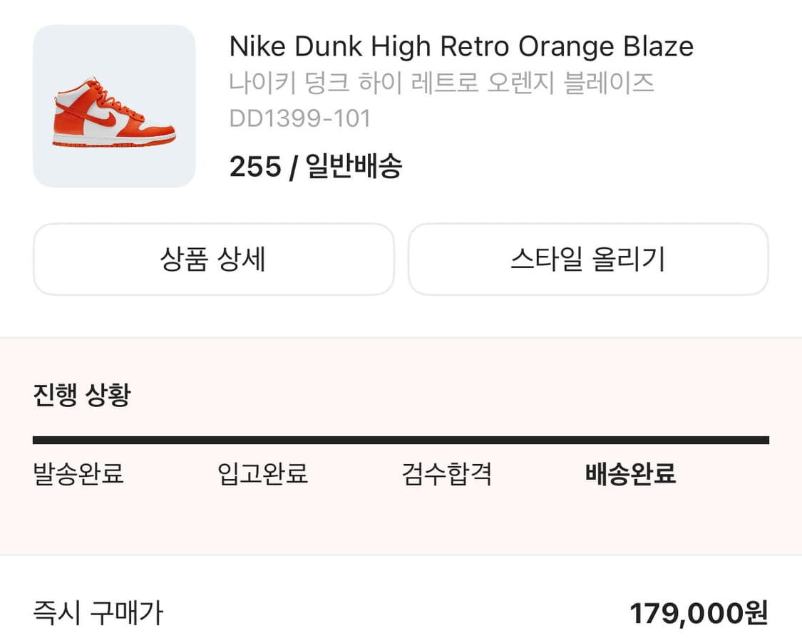 나이키 덩크 하이 레트로 오렌지 블레이즈 255 상품이미지2