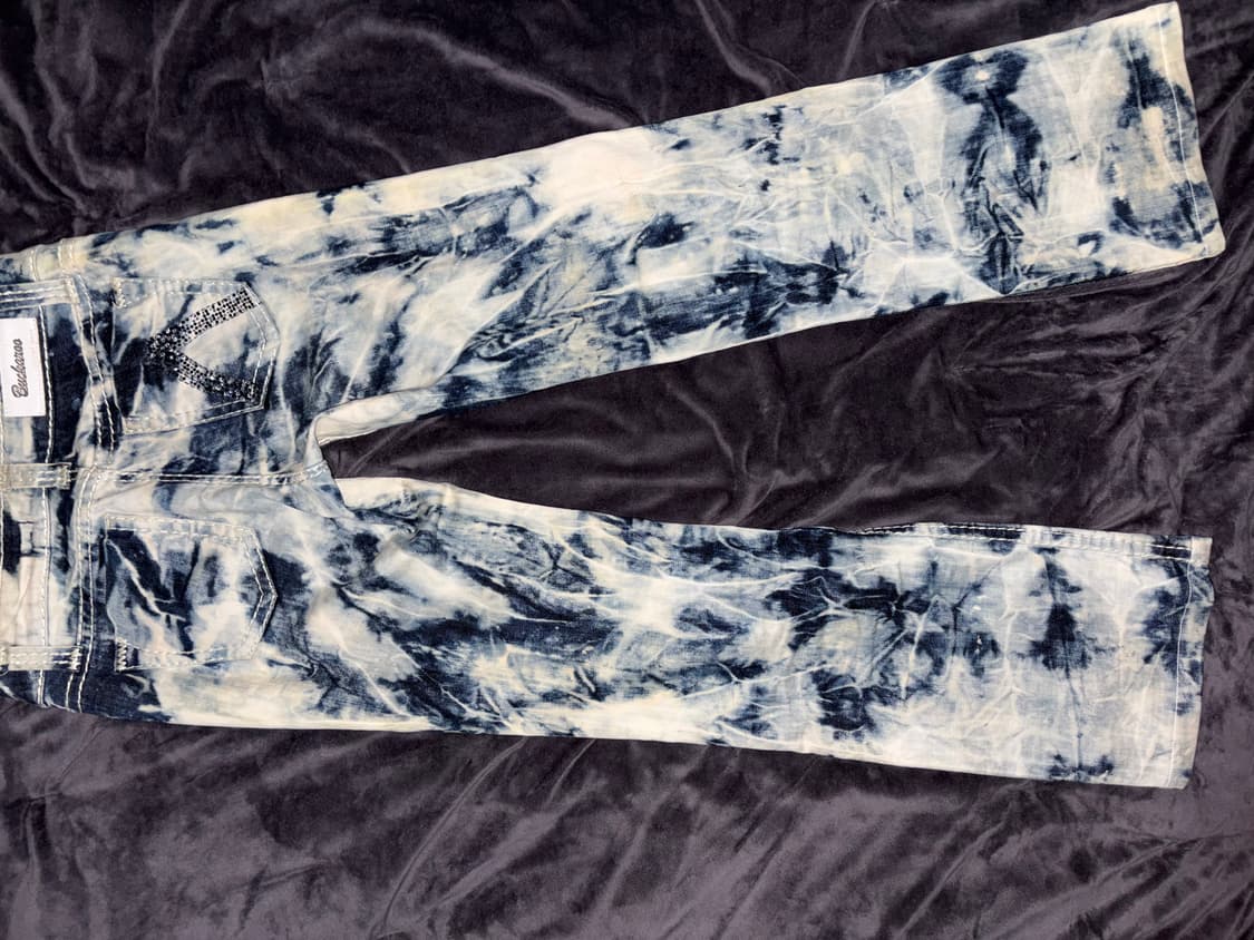 BUCKAROO y2k깔 로우 마블링 은장 고딕 빈티지 데님 디스트로이진 상품이미지10