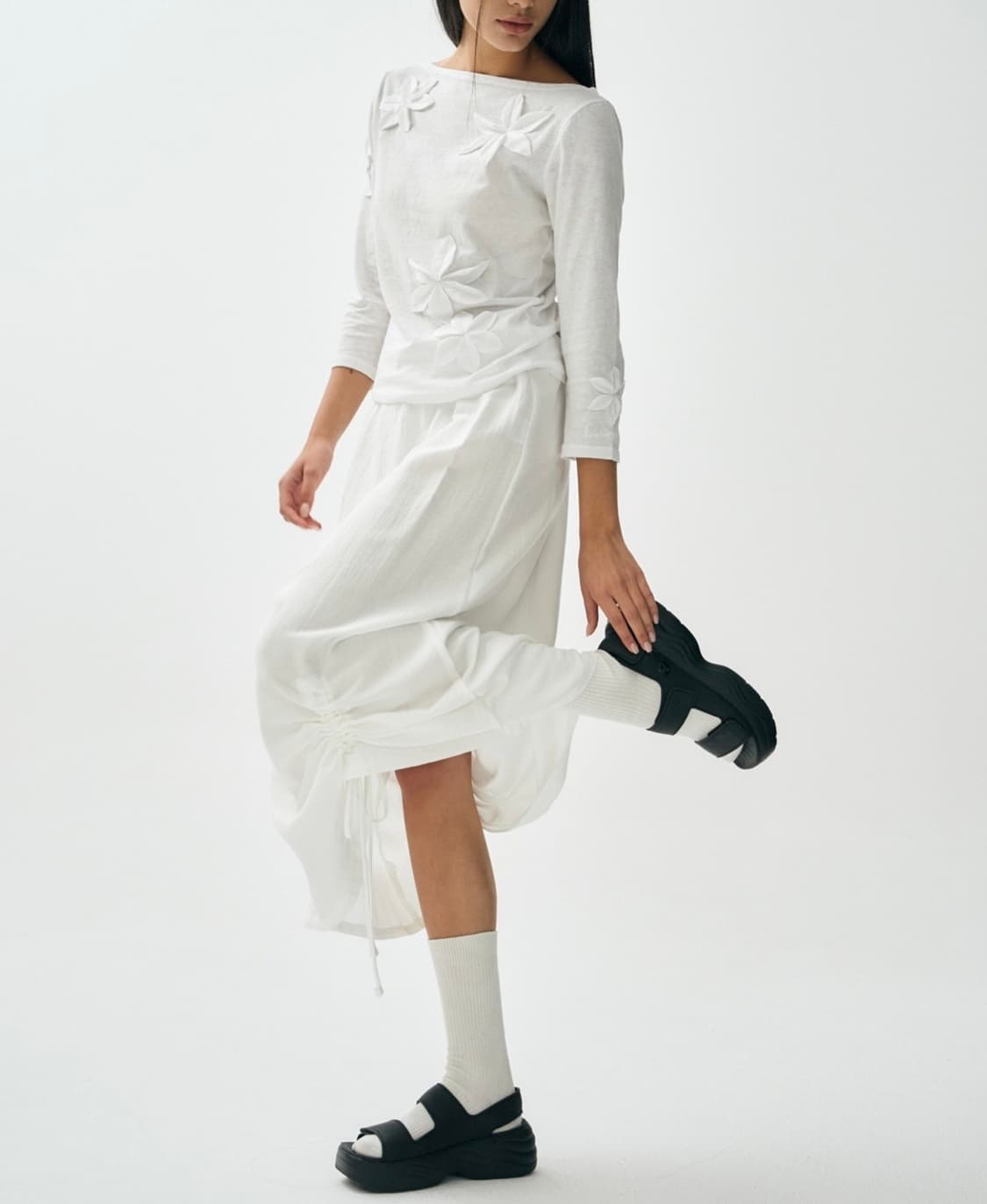 Gauze Stopper Skirt White 상품이미지6