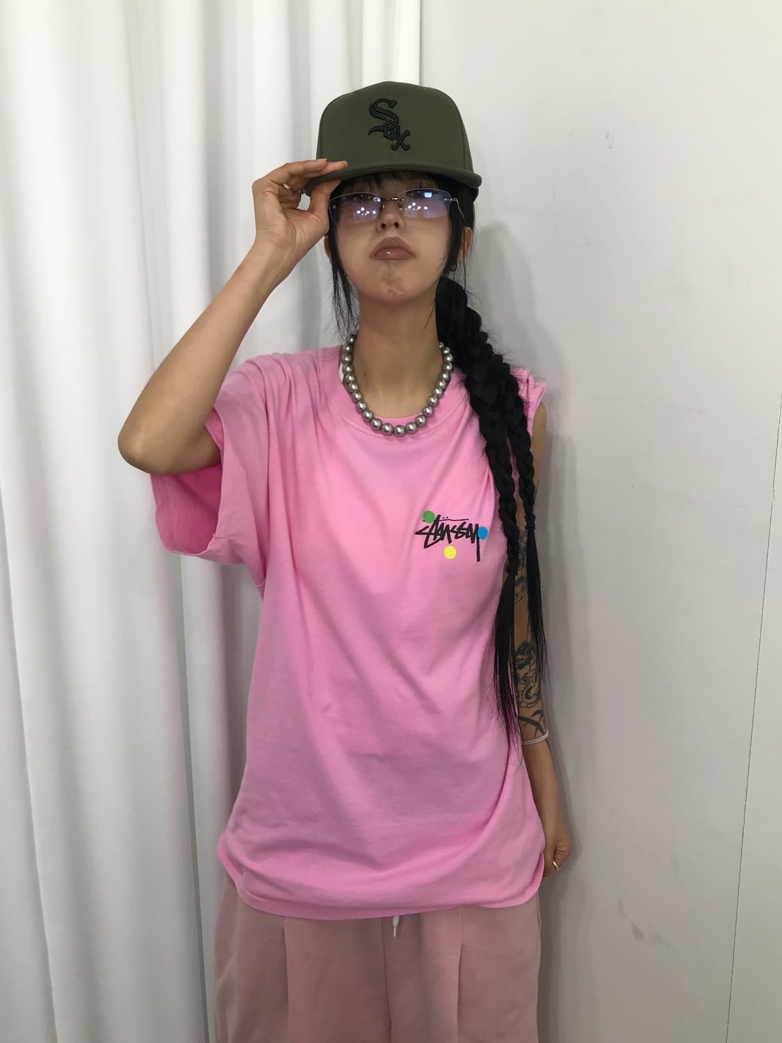 Stussy Dots Pink T-shirt 상품이미지2
