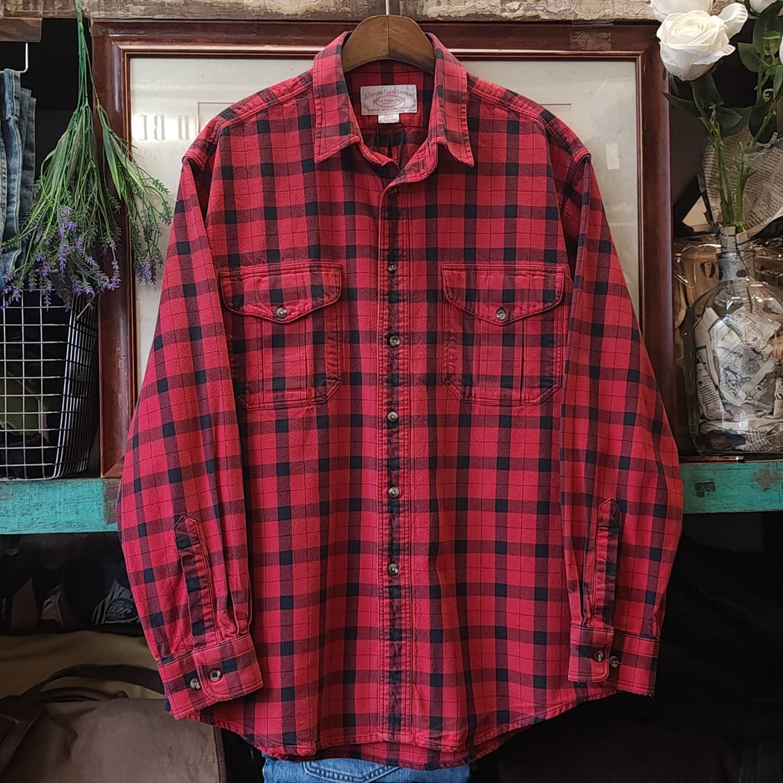 00년대 필슨 알래스칸 가이드 셔츠 헤비 코튼 플란넬 셔츠 레드체크 L 상품이미지1