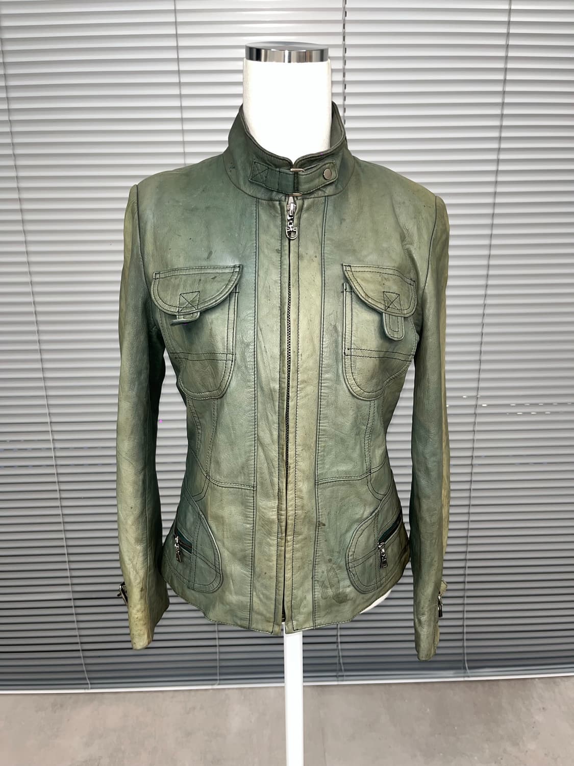 Japanese vintage green leather jacket 상품이미지6
