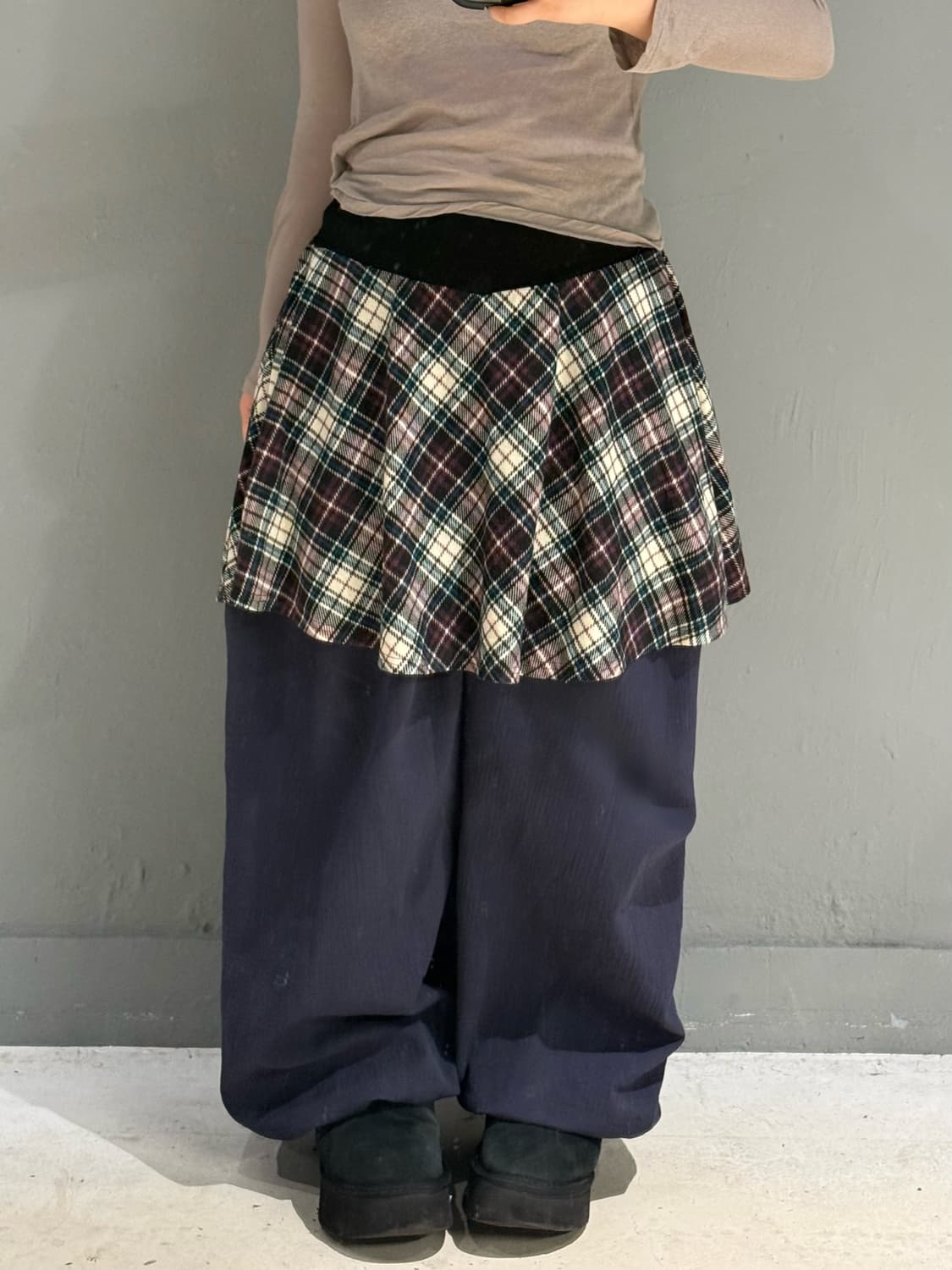 banding line check pattern skirt 상품이미지1
