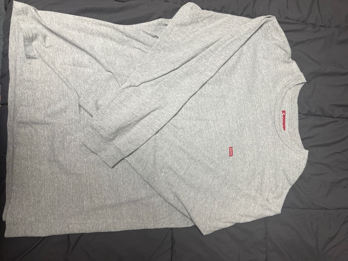 (1회 착용 XL ) 슈프림 스몰 박스로고 롱슬리브 헤더그레이 회색 상품이미지1