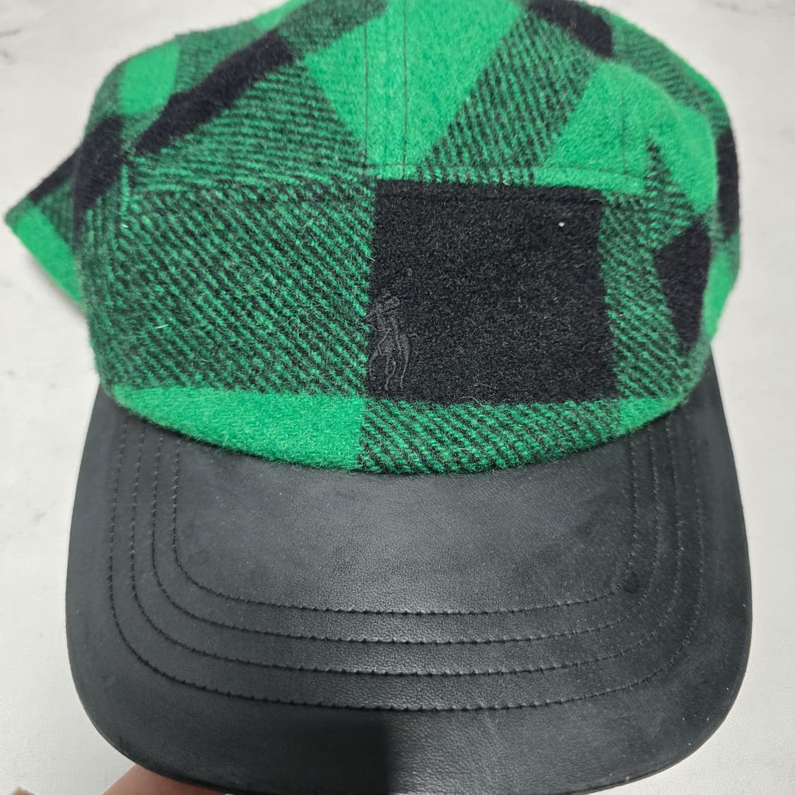 폴로랄프로렌 그린 체크 레더챙 캠프캡 패널캡 상품이미지2