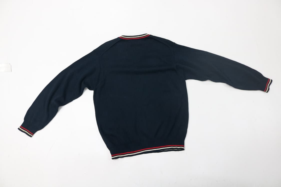 BEAMS 빔즈 빈티지 트리콜로 라인 브이넥 코튼 니트 (M) 상품이미지6