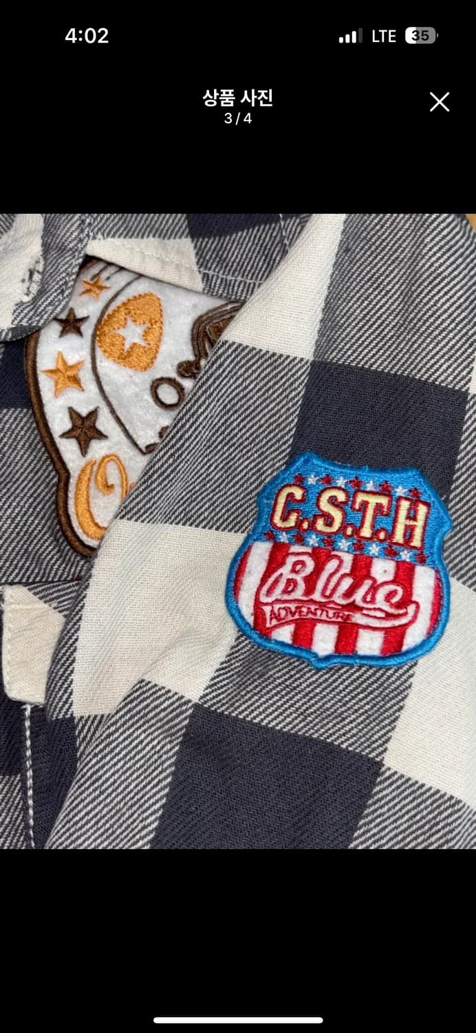 Y2k 00's 빈티지 체크 패치 셔츠 일본빈티지 와이즈걸 큐빈 상품이미지3