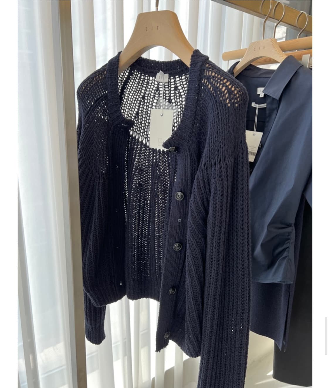 시에 네트 니트 가디건 네이비 새상품 상품이미지3