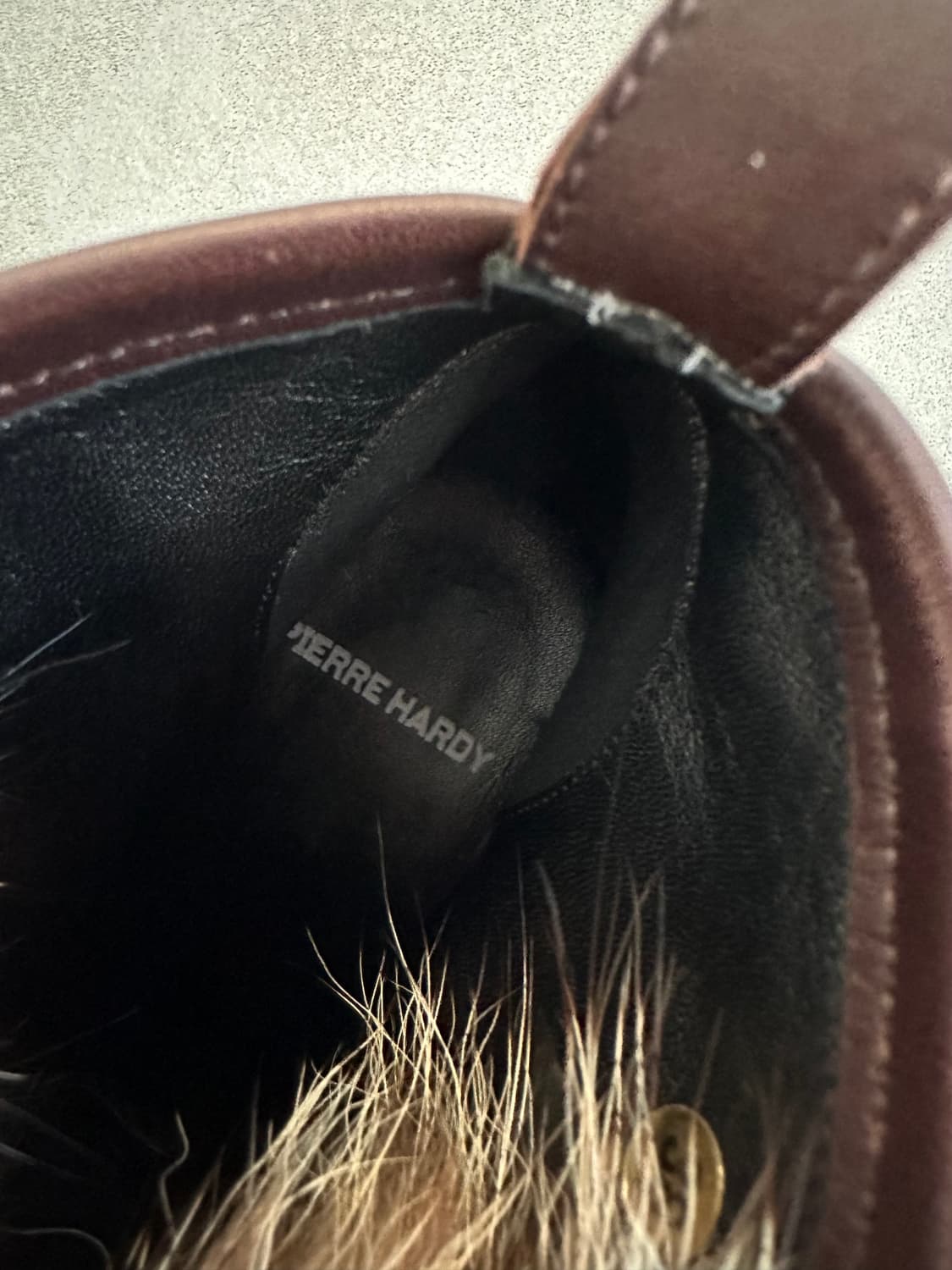 피에르하디 아카이브 브라운 퍼 레더 웨지부츠 상품이미지8