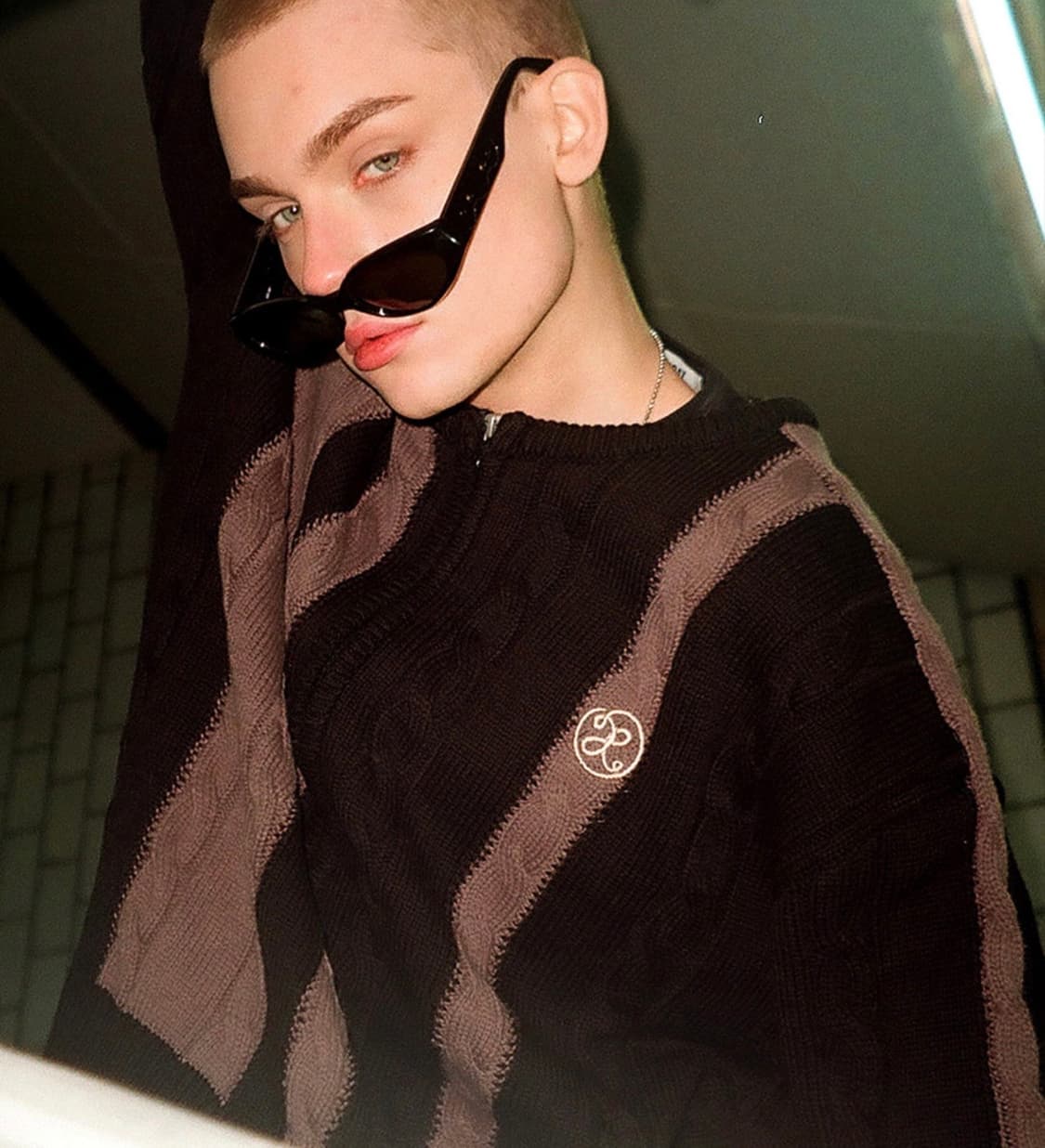 엑스톤즈 멀티 컬러 케이블 니트집업 상품이미지2