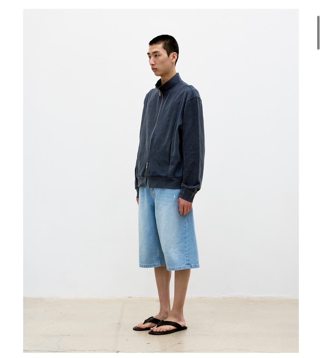 [L] 쿠어 워시드 코튼 스탠드 카라 믹스드 집업 워시드차콜그레이 상품이미지5