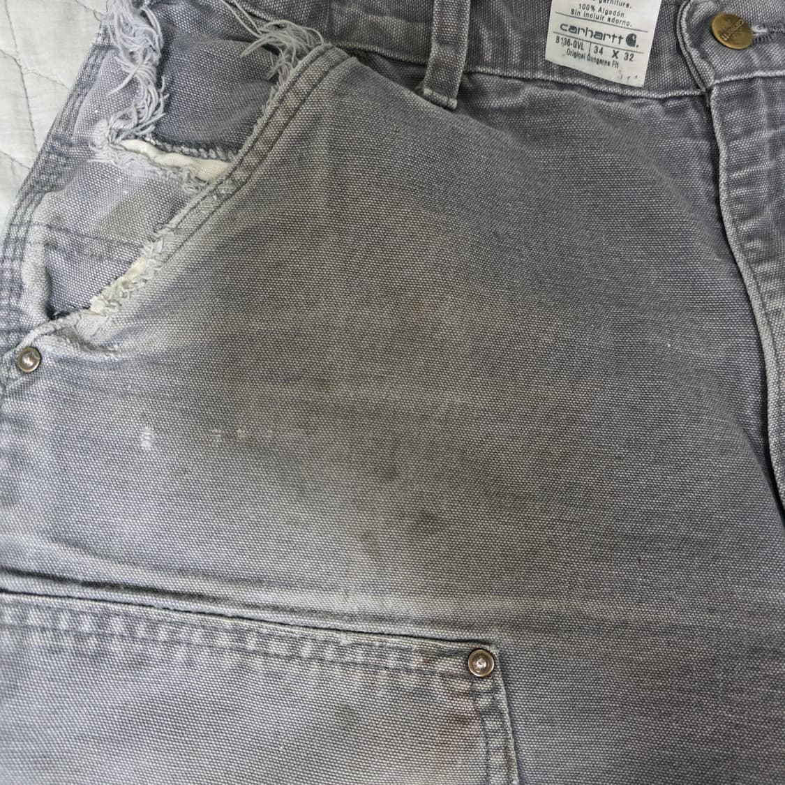[34X32] 빈티지 칼하트 더블니 B136 GVL 트래쉬드 팬츠 G-2 상품이미지3