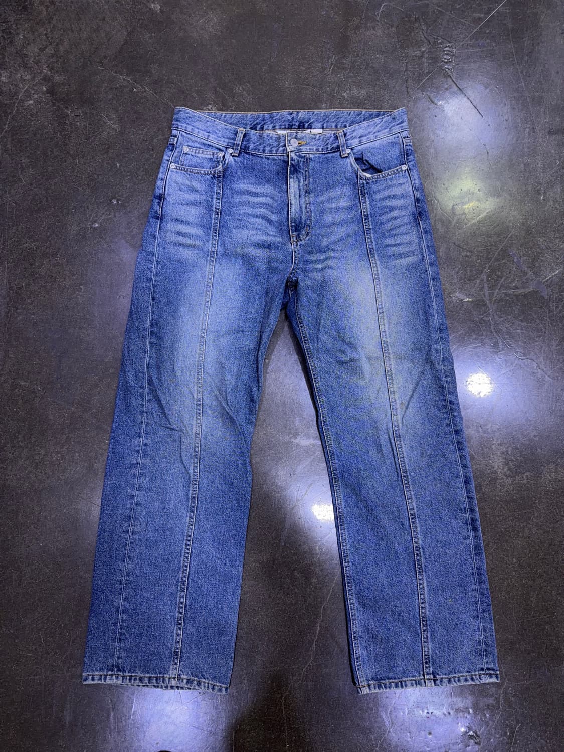 유니폼브릿지 핀턱 와이드 워싱 데님팬츠 XL 상품이미지1